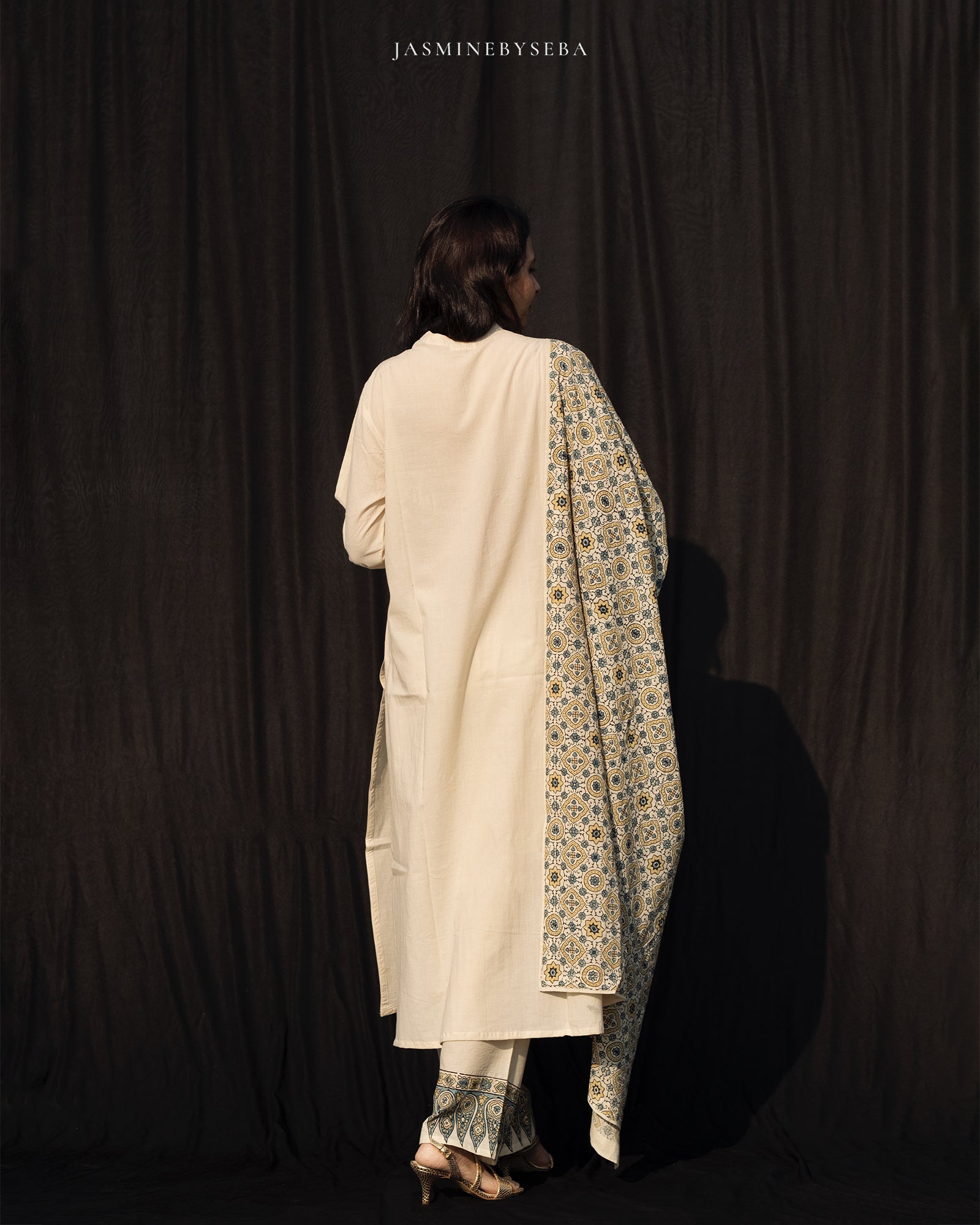 Ajrakh hand dyed and hand block printed premium cotton straight cut salwar set