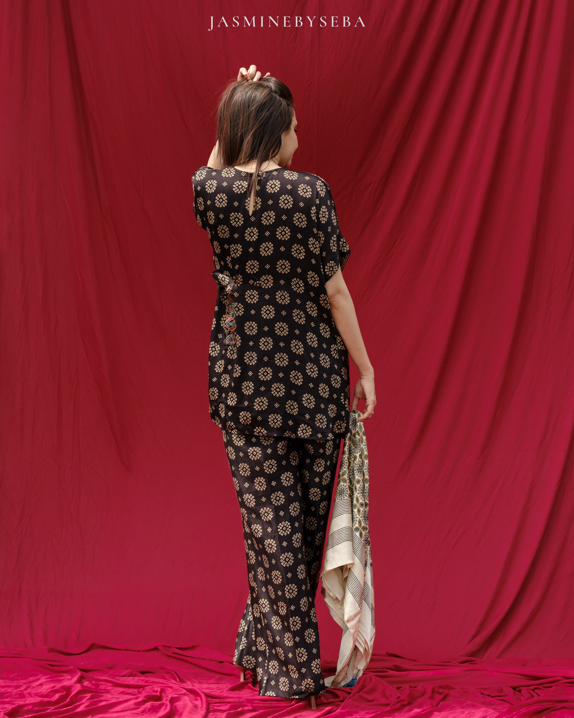 Ajrakh hand dyed hand block printed modal silk top