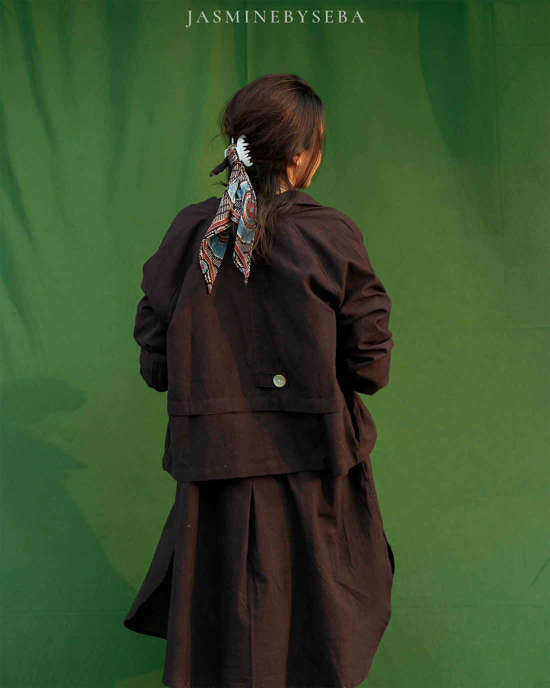 AJRAKH hand dyed hand block printed organic cotton jacket