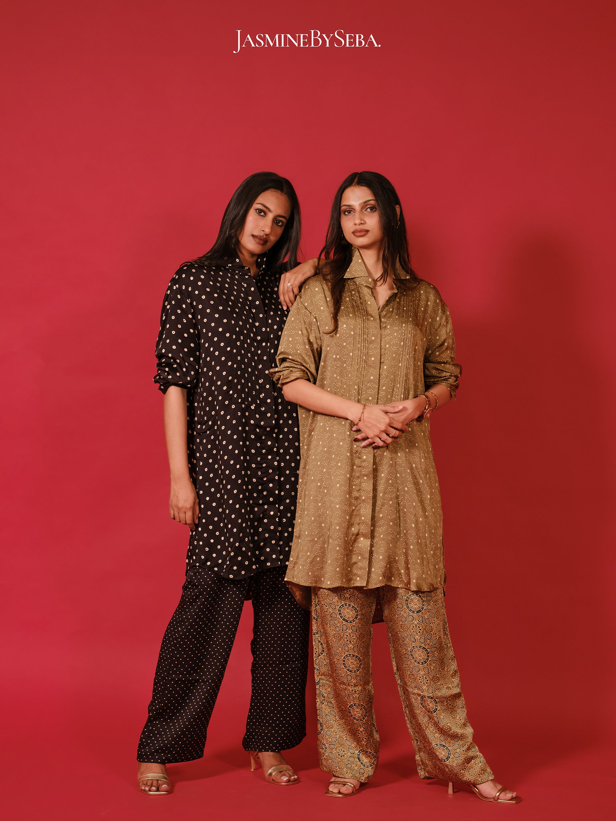 Ajrakh hand dyed hand block printed modal silk coord set