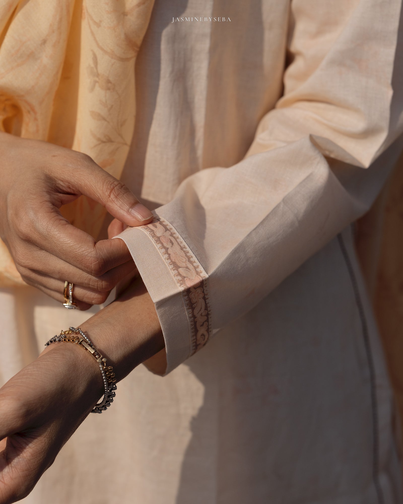 Jasmine in-house printed straight cut set in cotton lawn with modal silk dupatta