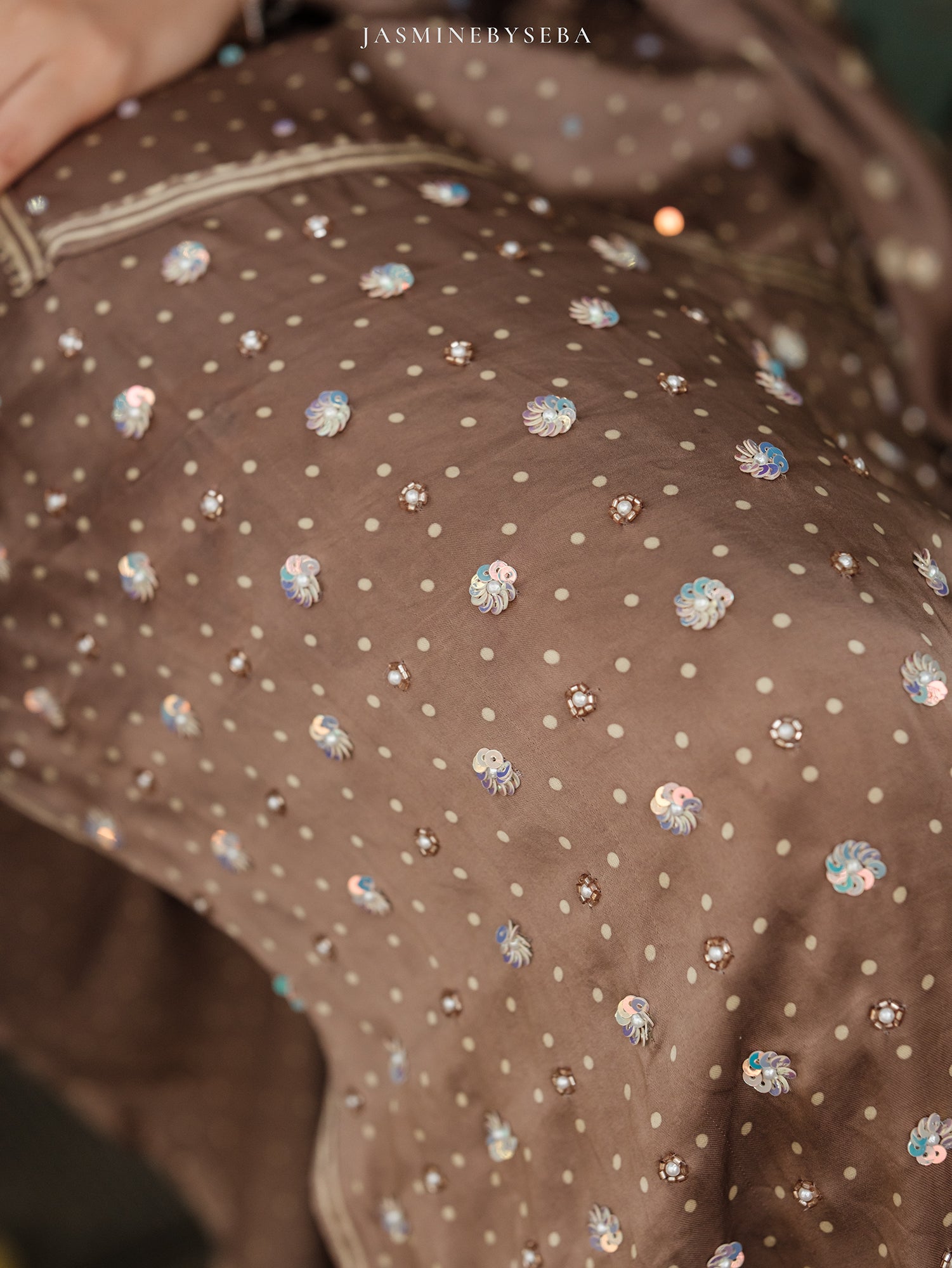 Ajrakh hand dyed hand block printed modal silk panel cut salwar set with cut bead handwork