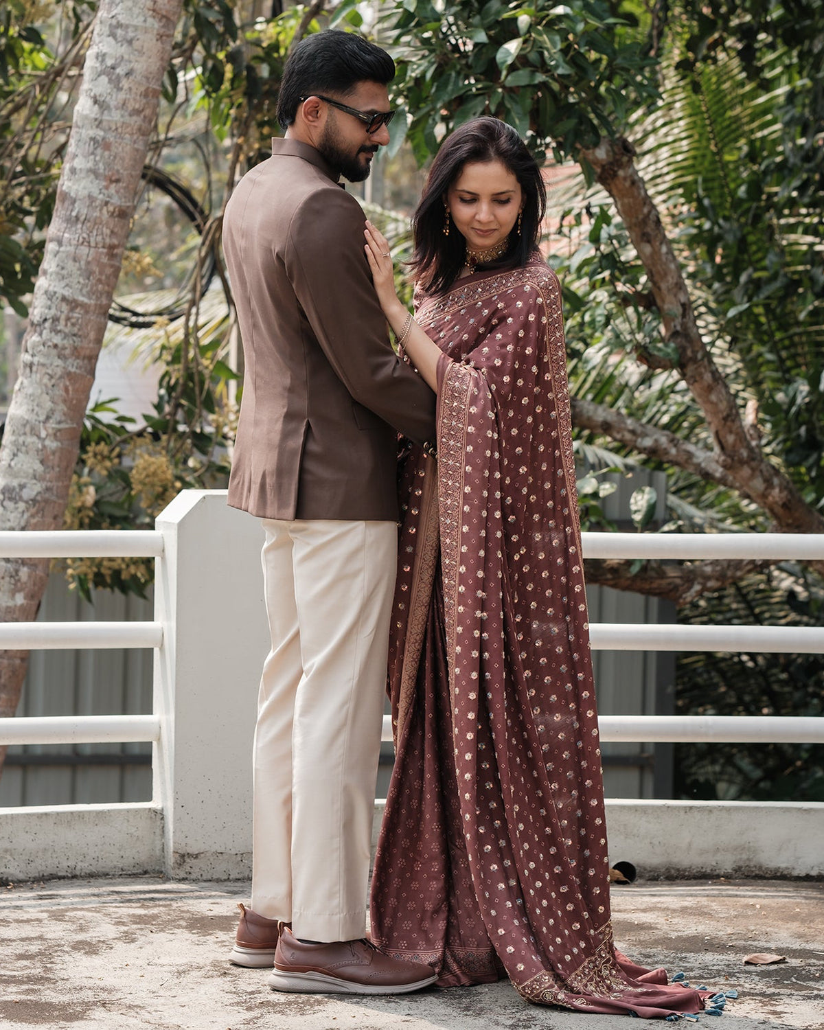Ajrakh pure handloom gajji silk hand dyed, hand block printed and handworked saree