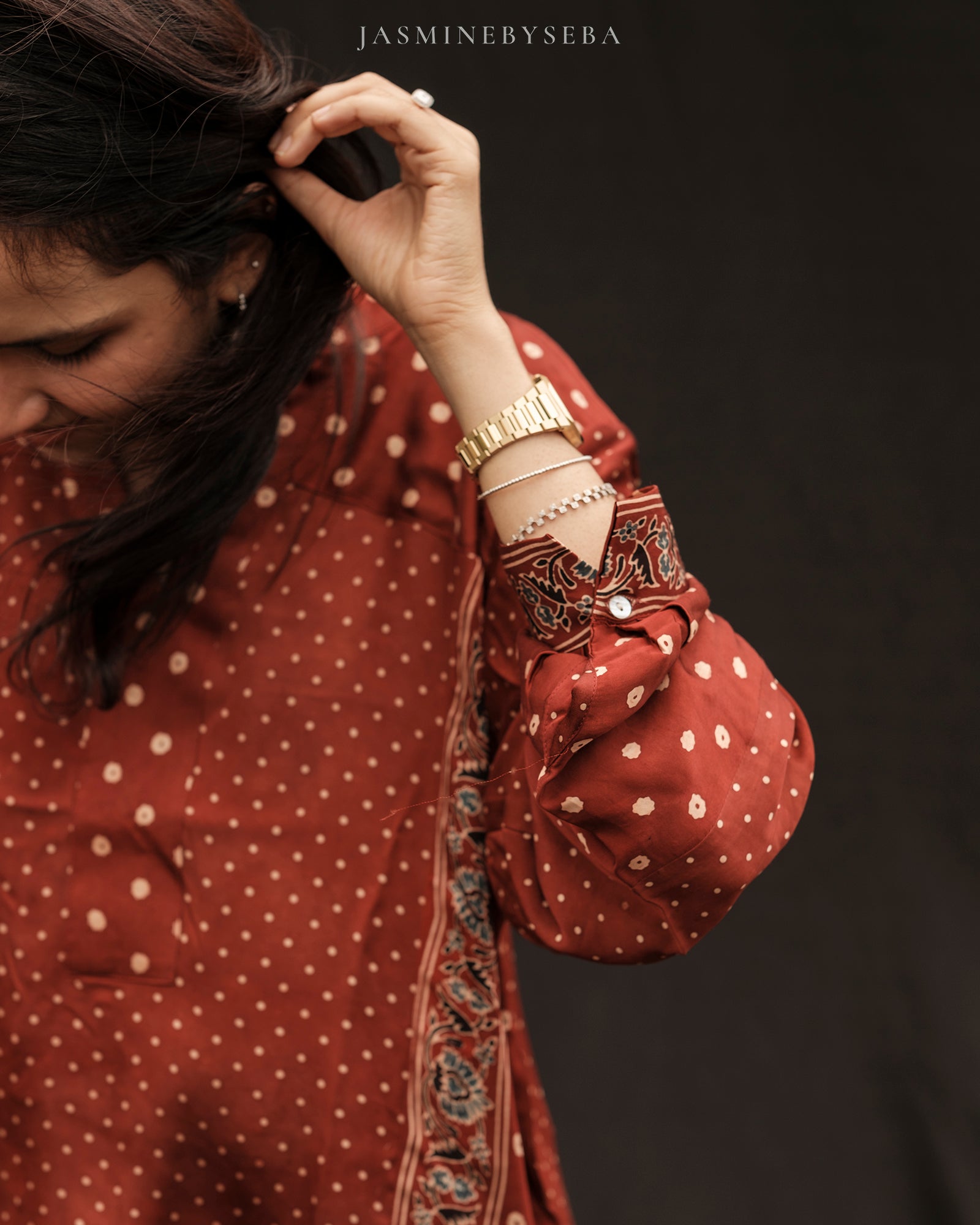 Ajrakh hand dyed hand block printed modal silk tunic
