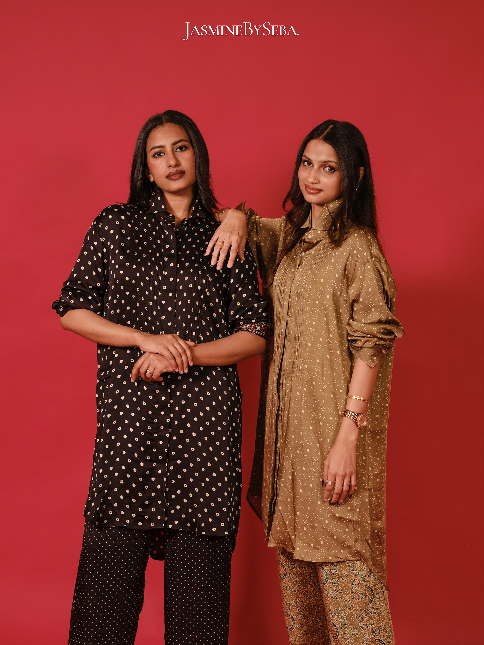 Ajrakh hand dyed hand block printed modal silk coord set