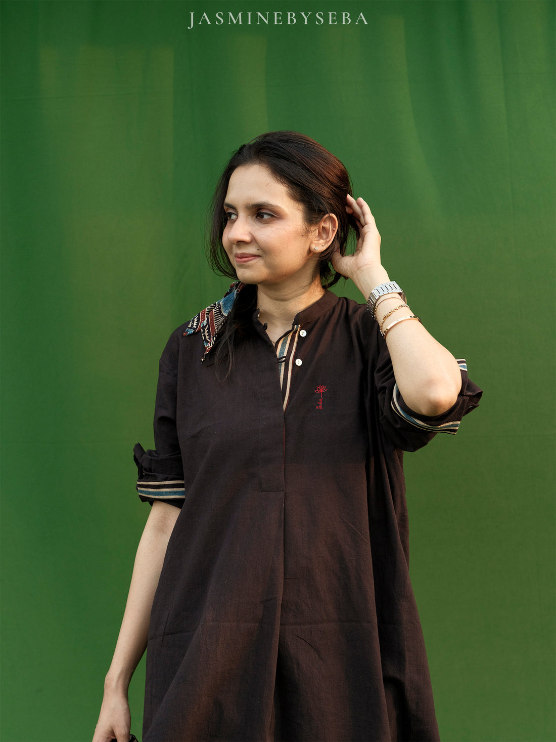 Ajrakh hand dyed and hand block printed organic cotton coord set