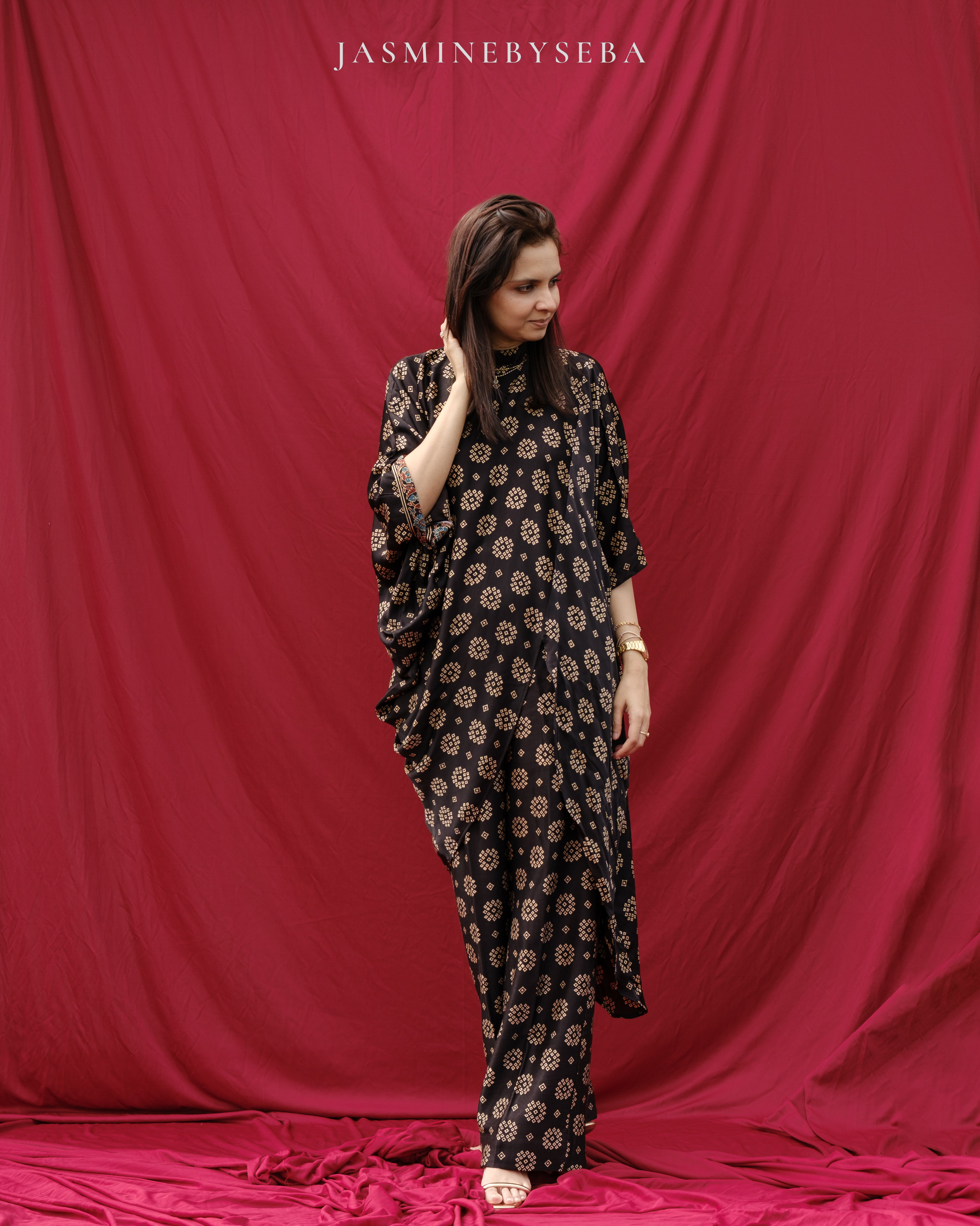 Ajrakh hand dyed hand block printed modal silk top