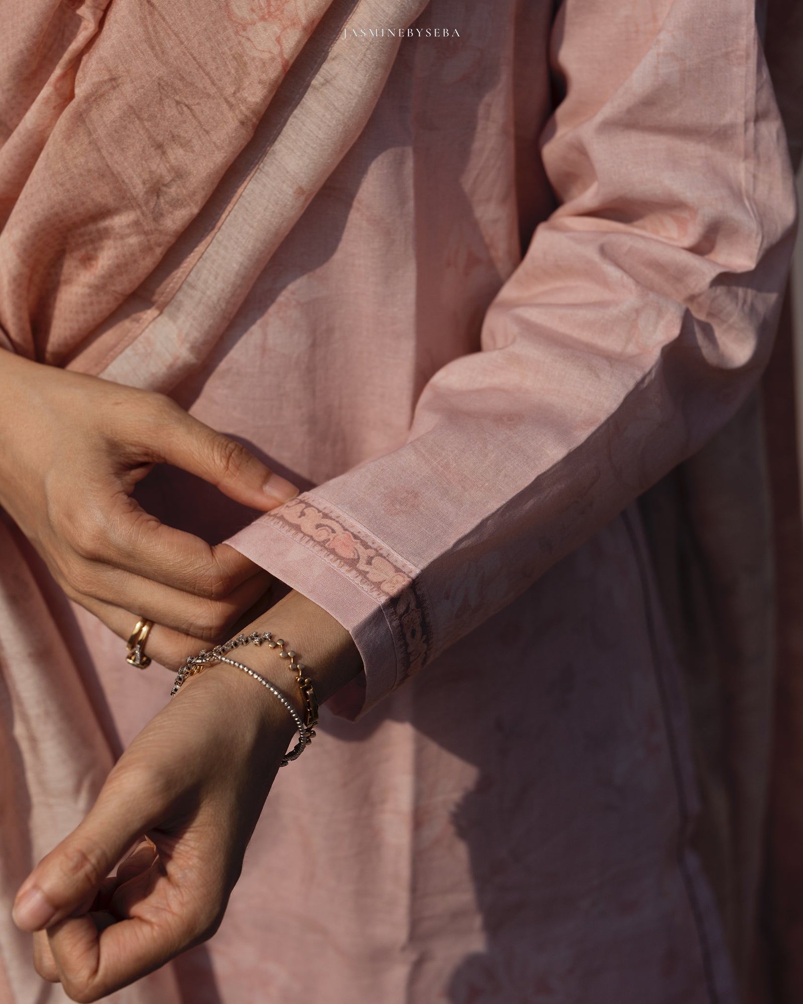 Jasmine in-house printed straight cut set in cotton lawn with modal silk dupatta