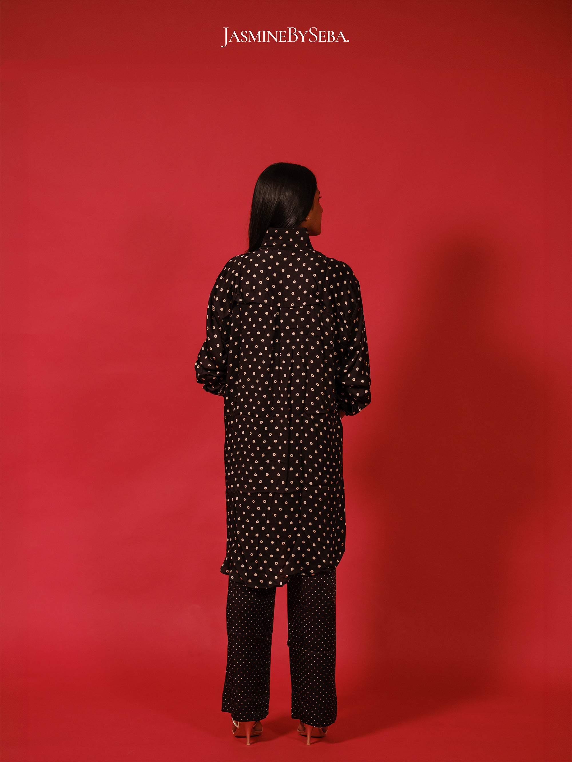 Ajrakh hand dyed hand block printed modal silk coord set