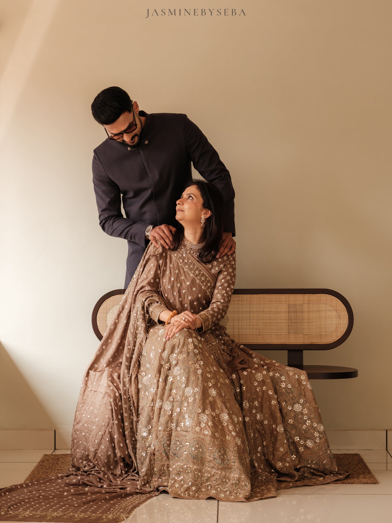 Custom made Ajrakh handcrafted handloom Tusshar silk bridal lehenga set with pure handloom gajji silk dupatta detailed out with hand embroidry