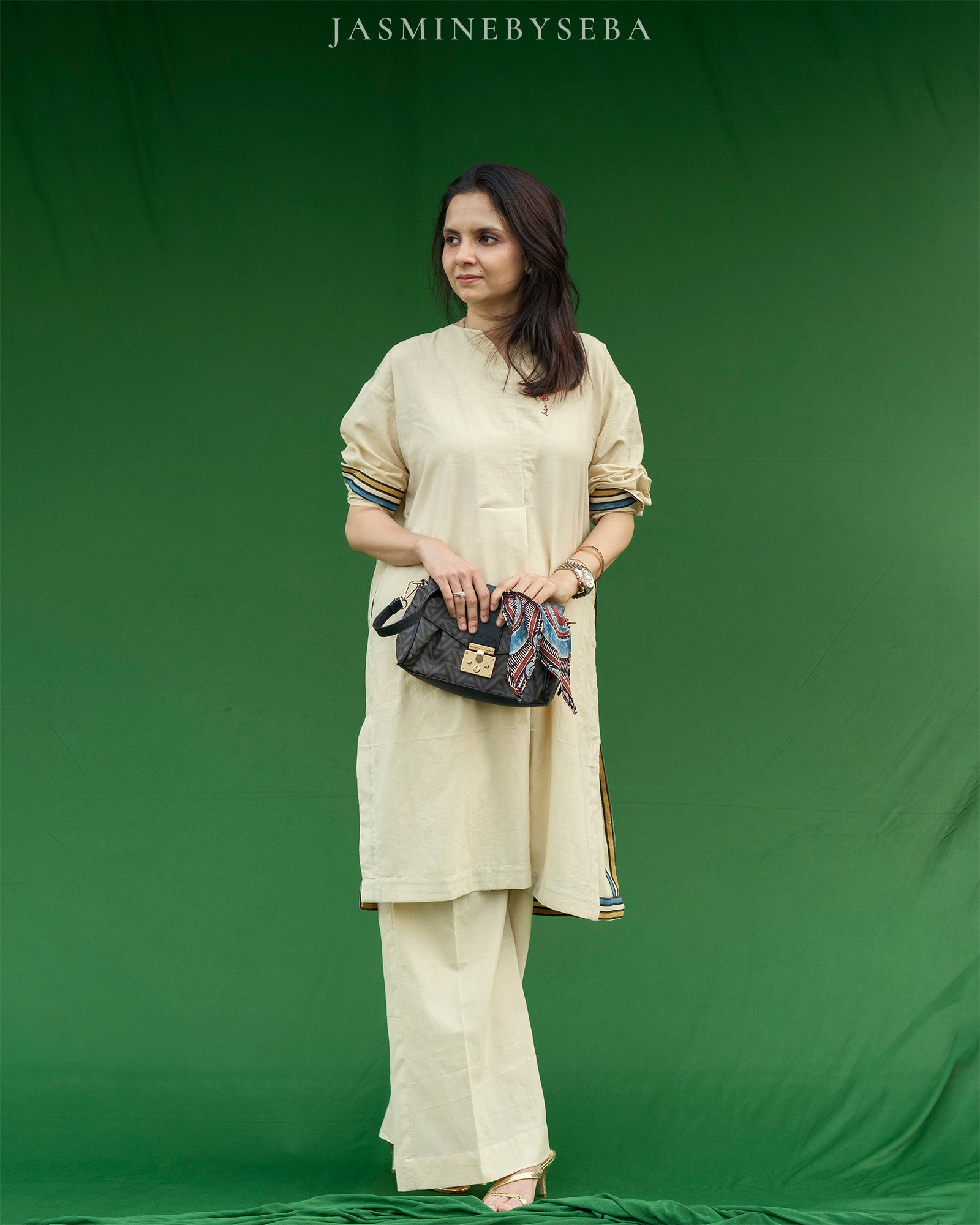 Ajrakh hand dyed and hand block printed organic cotton coord set