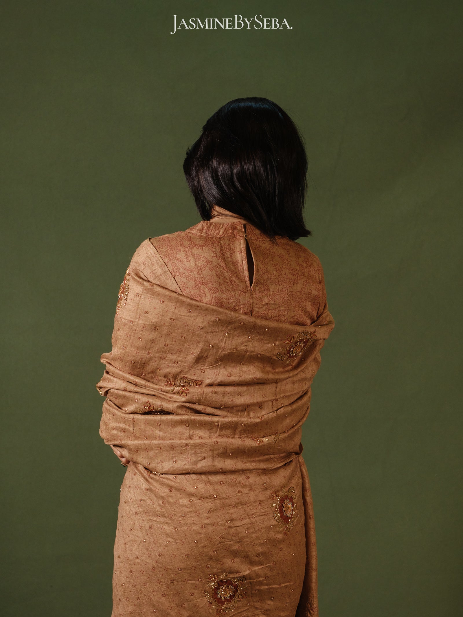 Ajrakh pure handloom tussar silk hand dyed, hand block printed and handworked saree