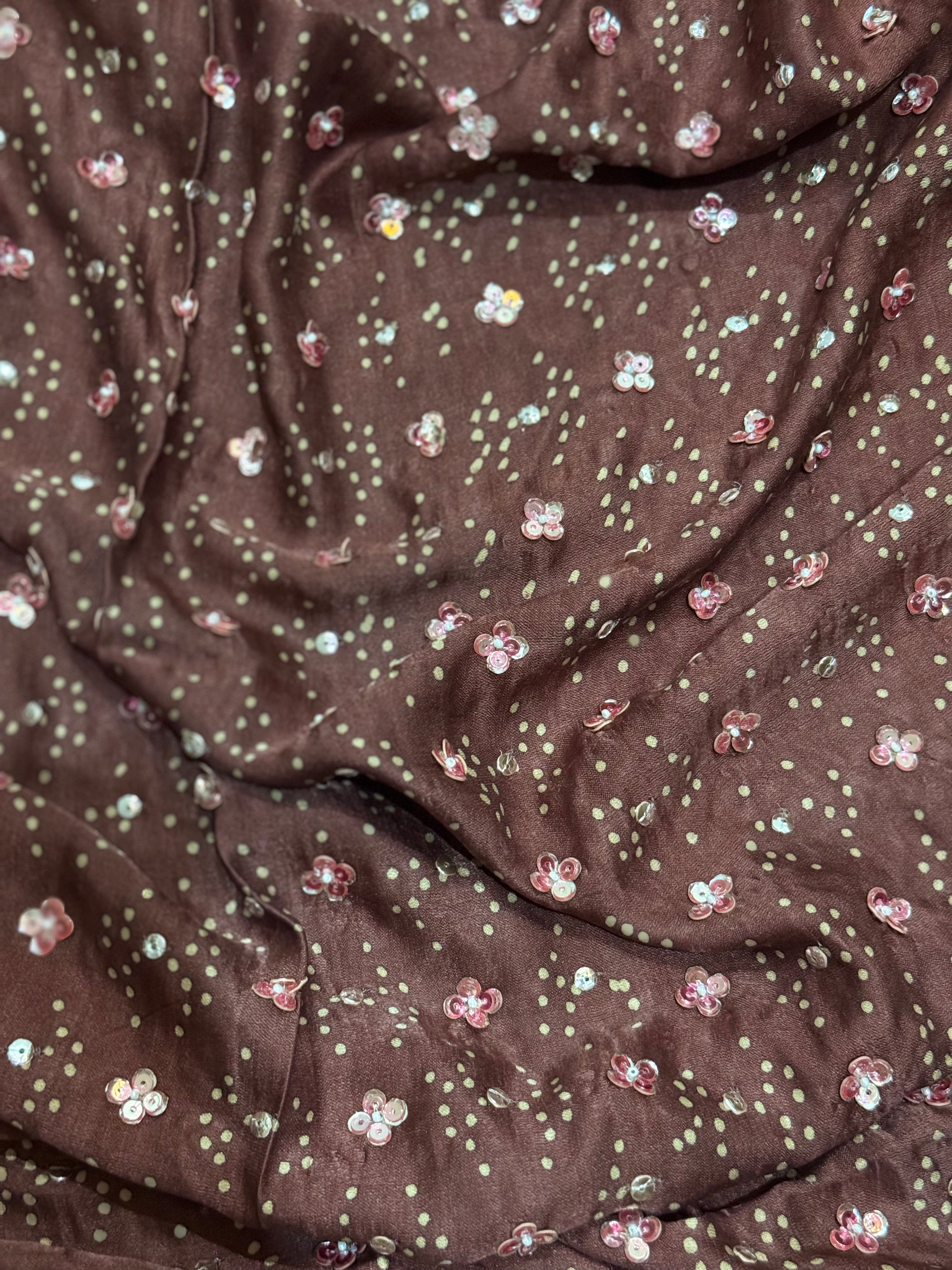 Ajrakh pure handloom gajji silk hand dyed, hand block printed and handworked saree