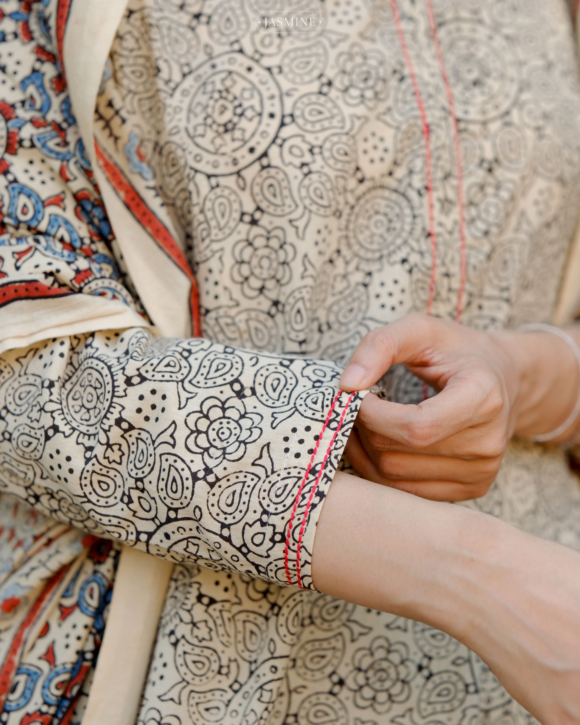 Ajrakh hand dyed and hand block printed premium cotton A line salwar set