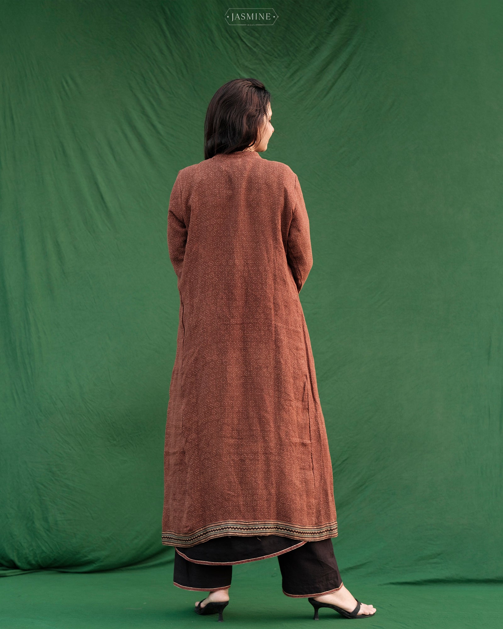 Ajrakh hand dyed and hand block printed pure linen wrap around top