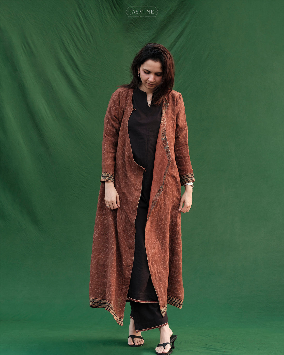 Ajrakh hand dyed and hand block printed pure linen wrap around top