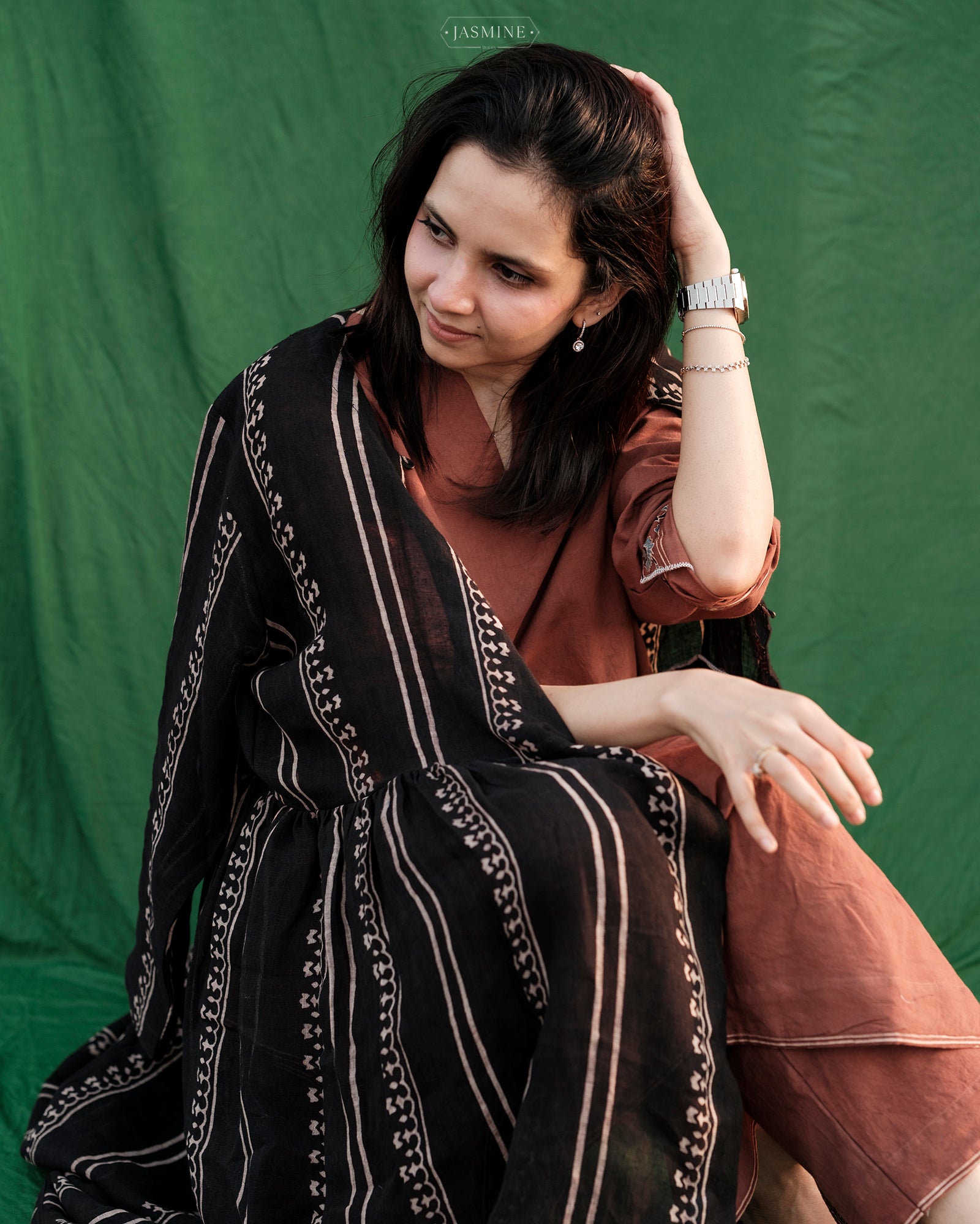 Ajrakh hand dyed and hand block printed premium cotton loose fit coord set