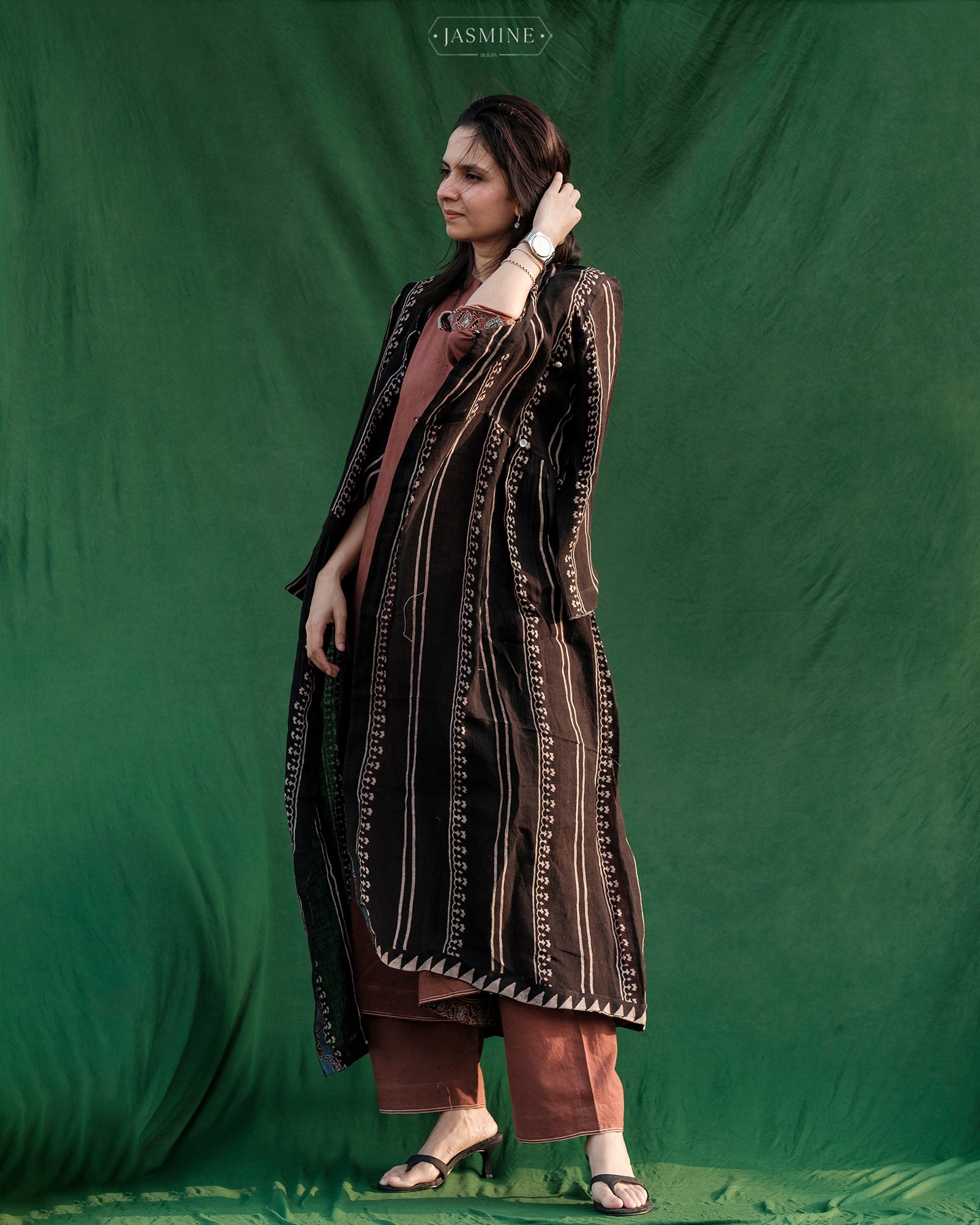 Ajrakh hand dyed and hand block printed premium cotton loose fit coord set