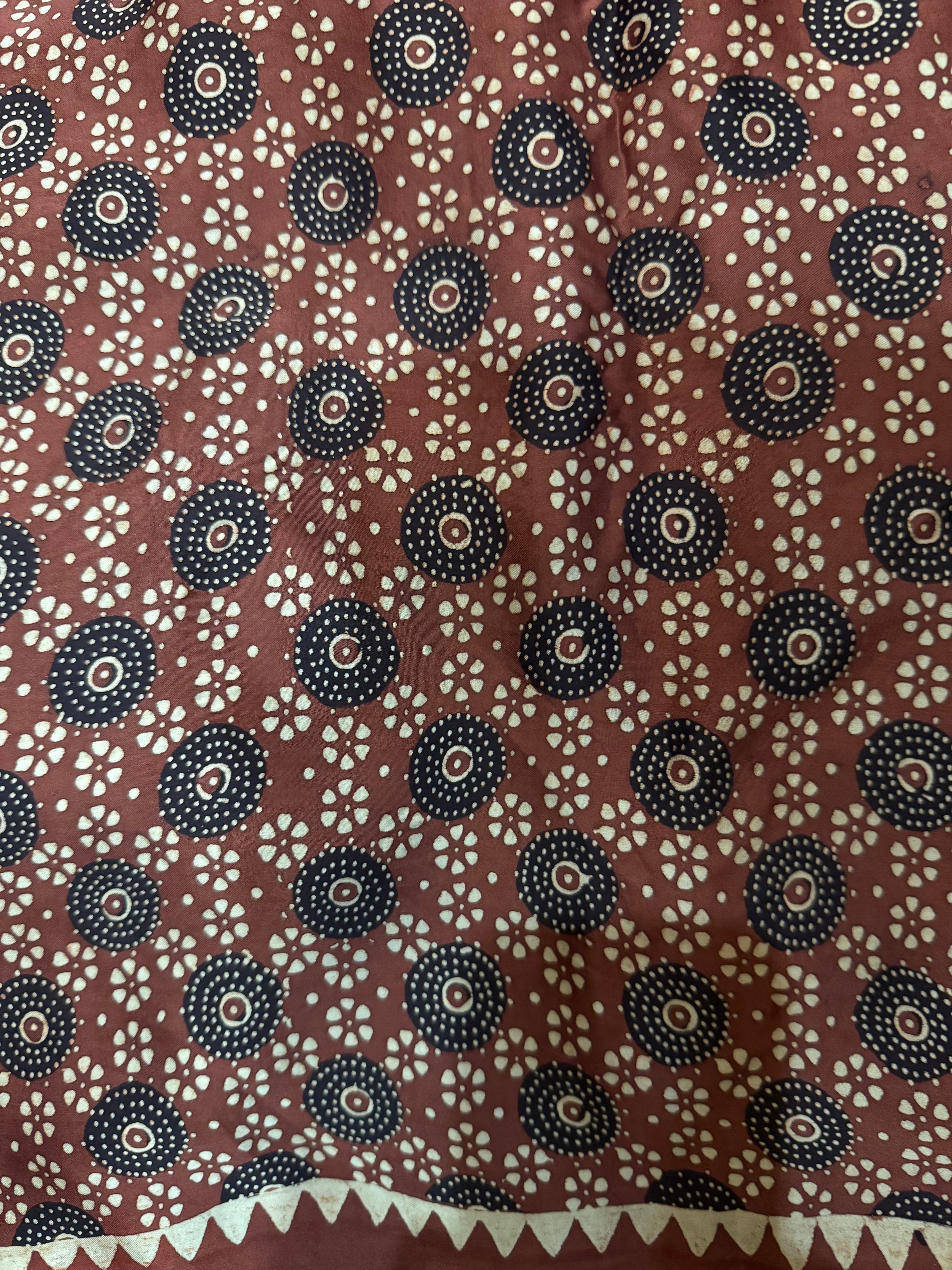 Ajrakh modal silk handworked saree with modal silk handworked dupatta