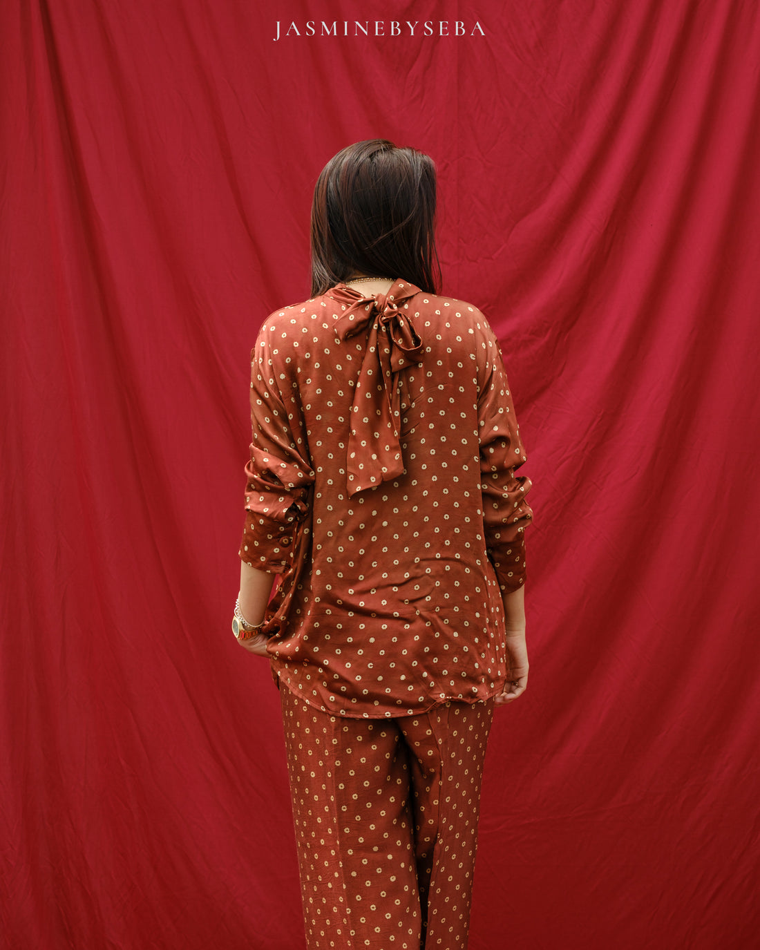 Ajrakh hand dyed hand block printed modal silk top