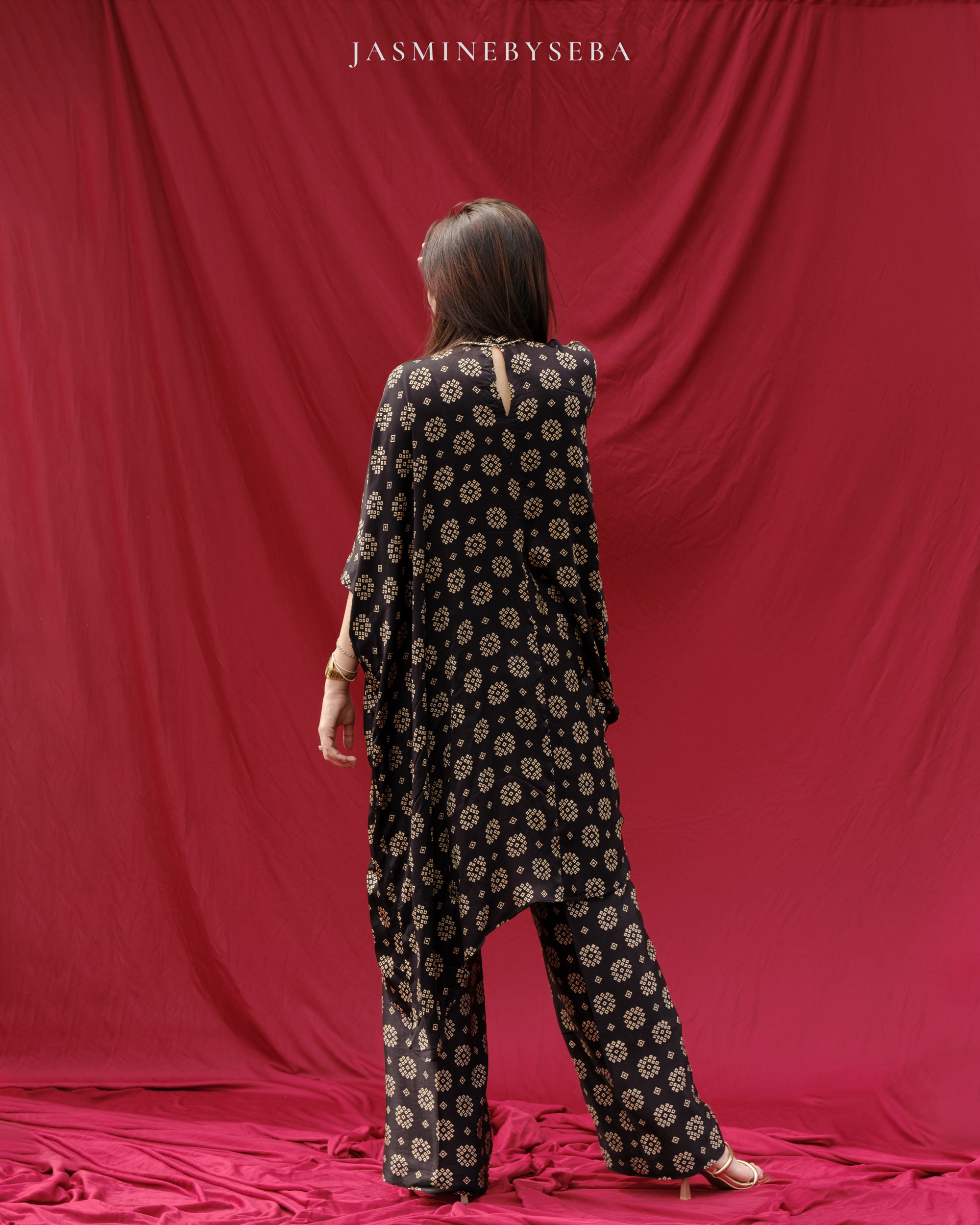 Ajrakh hand dyed hand block printed modal silk coord set