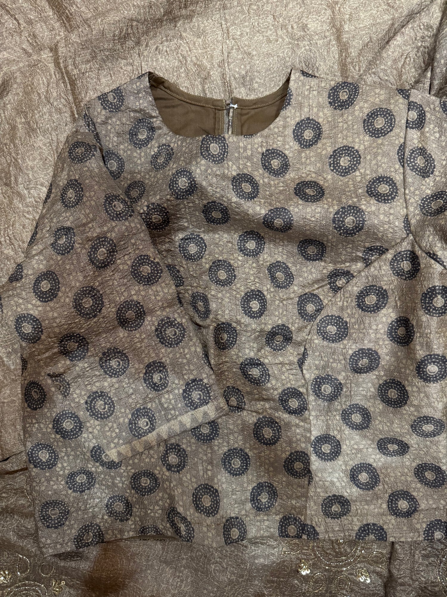 Ajrakh pure handloom tussar silk hand dyed, hand block printed and handworked saree