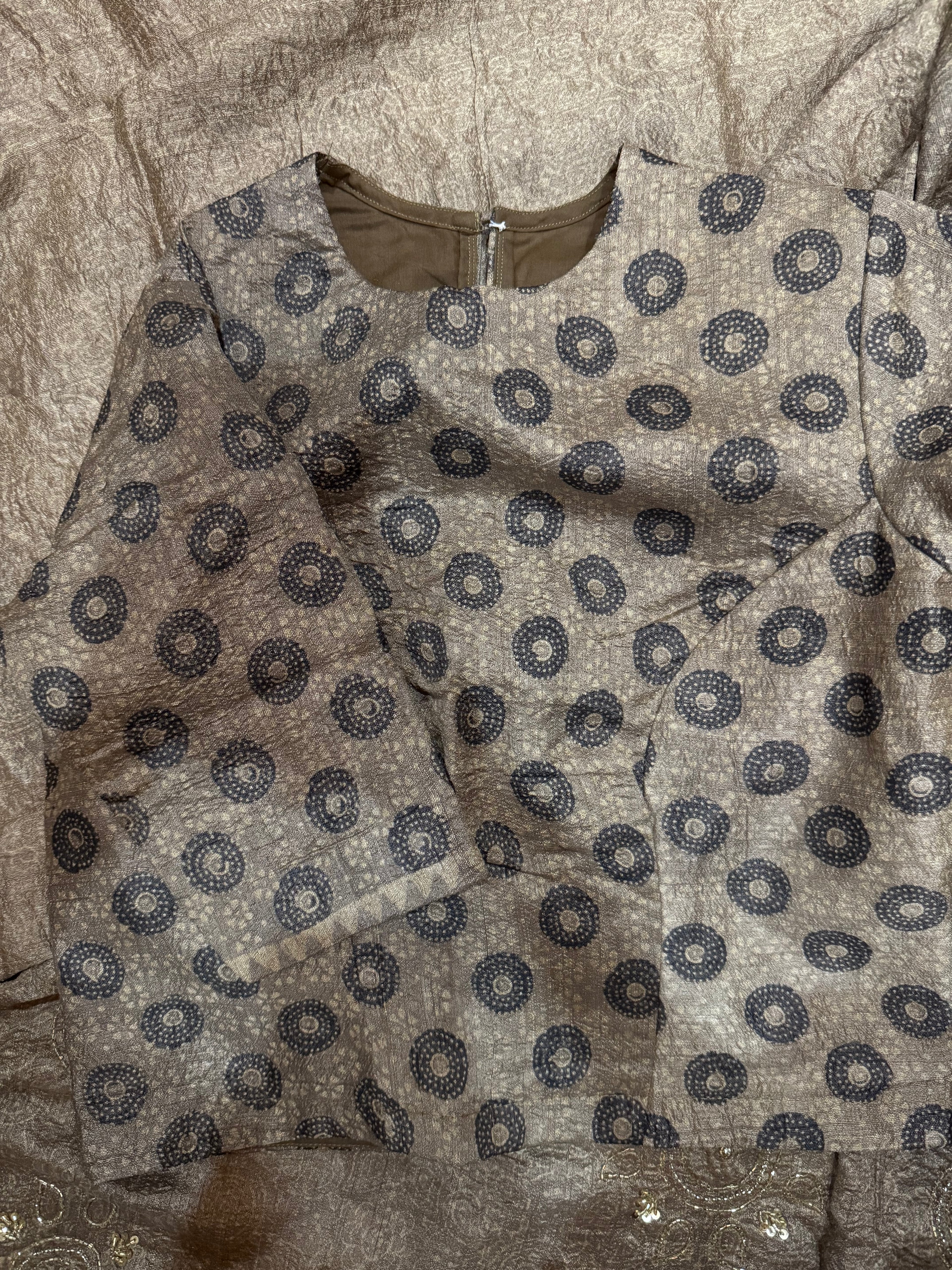 Ajrakh pure handloom tussar silk hand dyed, hand block printed and handworked saree