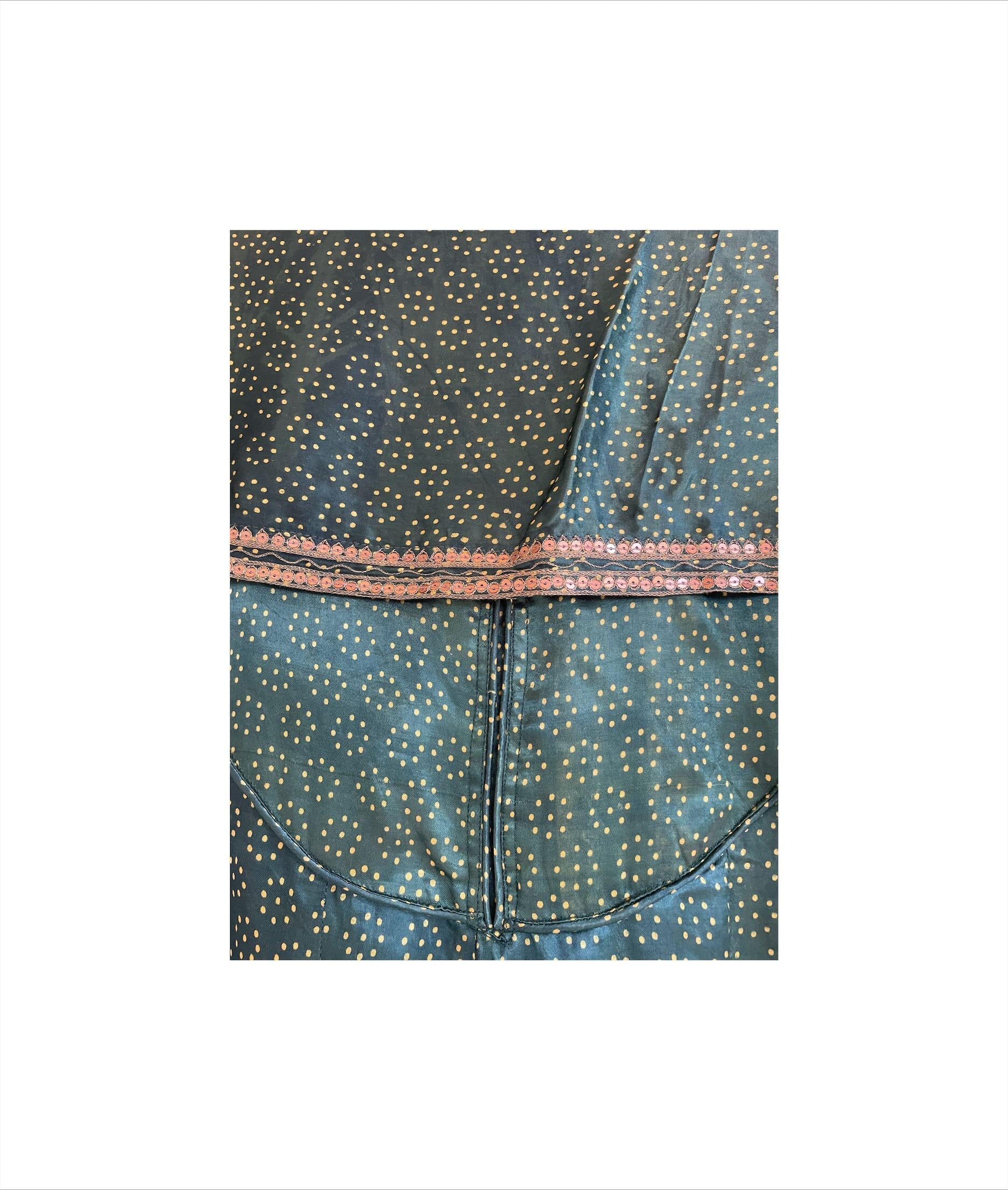 Ajrakh modal silk panel cut top with modal silk palazzo pants -
with modal silk dupatta with zardosi handwork