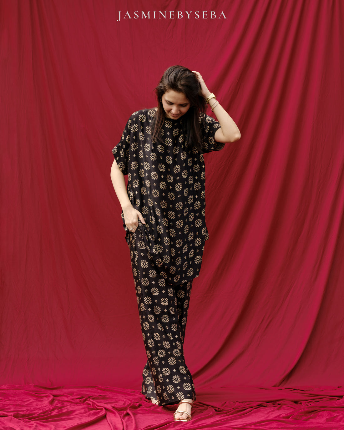 Ajrakh hand dyed hand block printed modal coord set