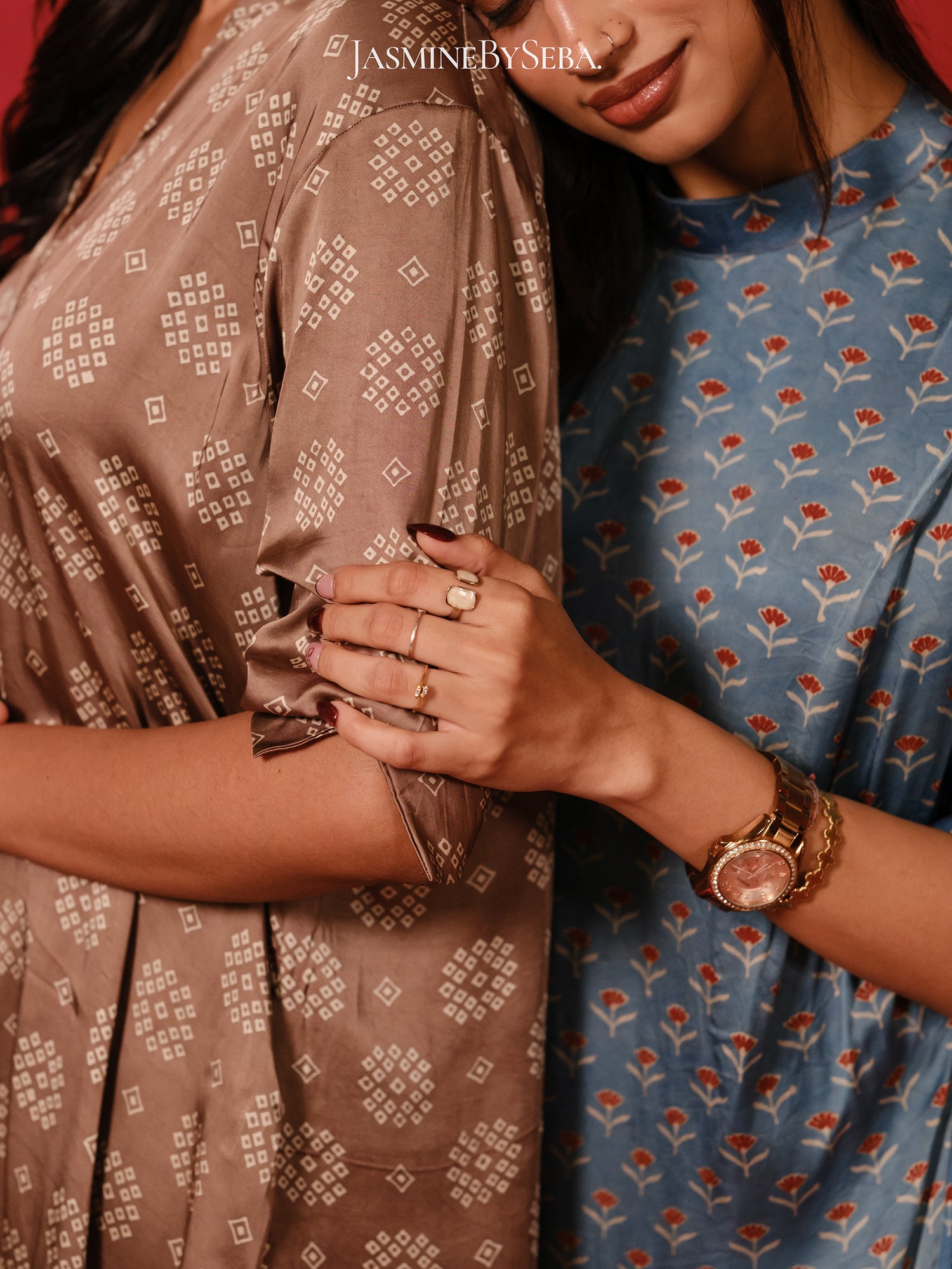 Ajrakh hand dyed hand block printed modal silk coord set