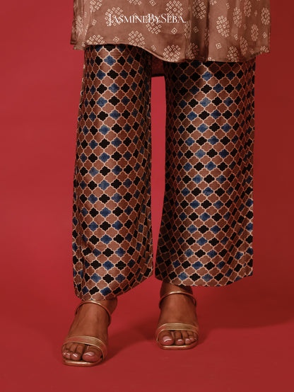 Ajrakh hand dyed hand block printed modal silk coord set