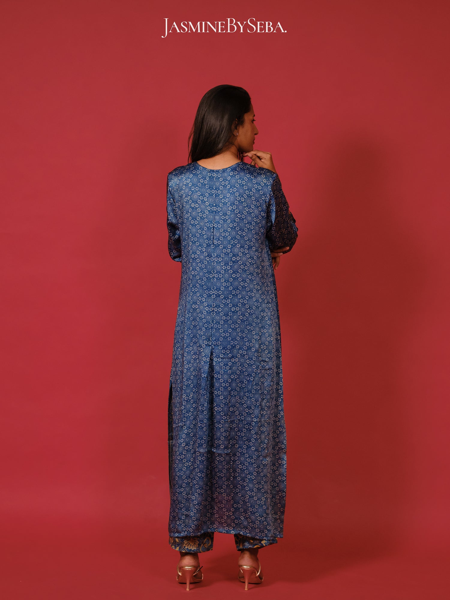 Ajrakh hand dyed hand block printed modal silk coord set