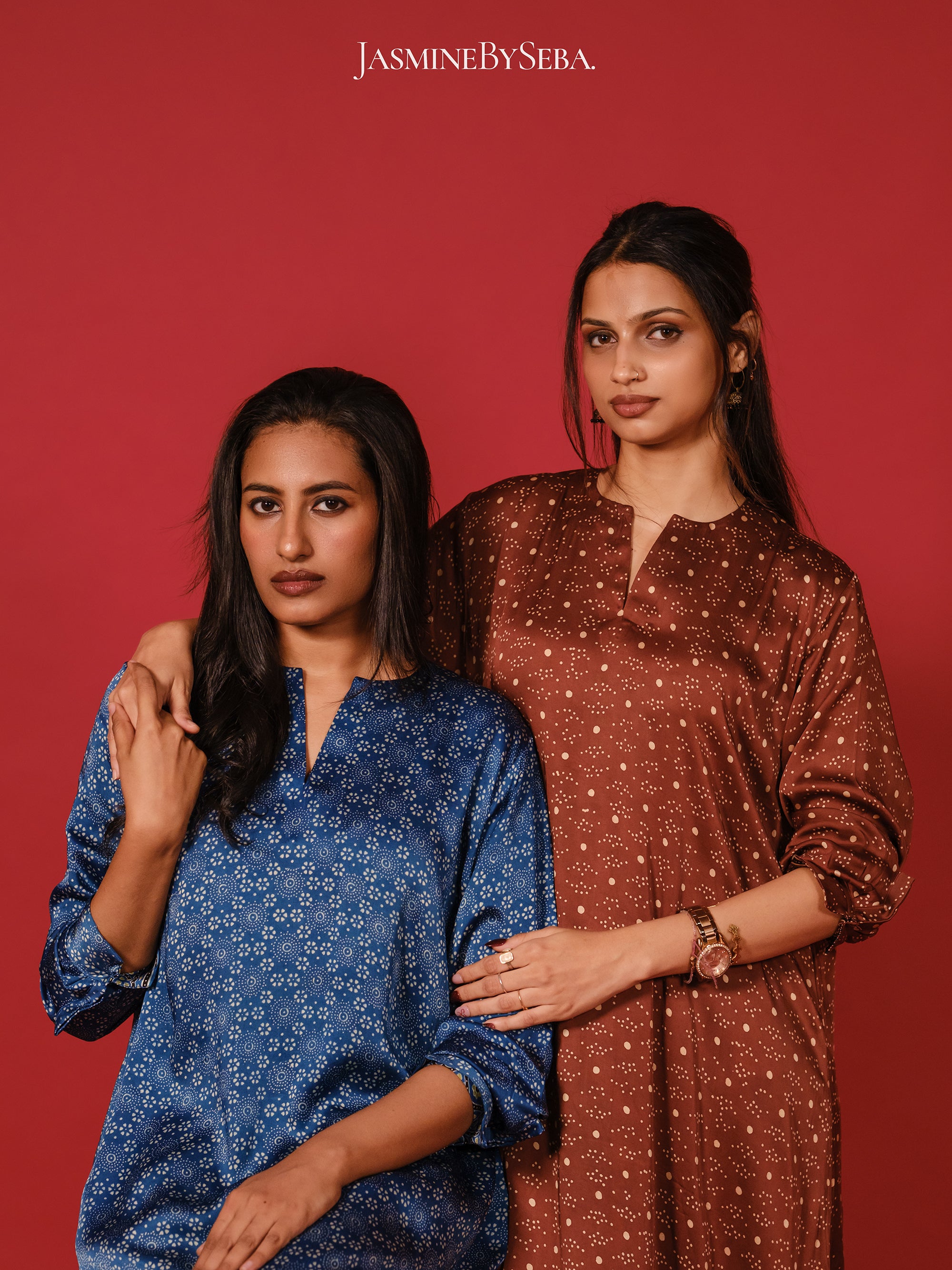 Ajrakh hand dyed hand block printed modal silk coord set