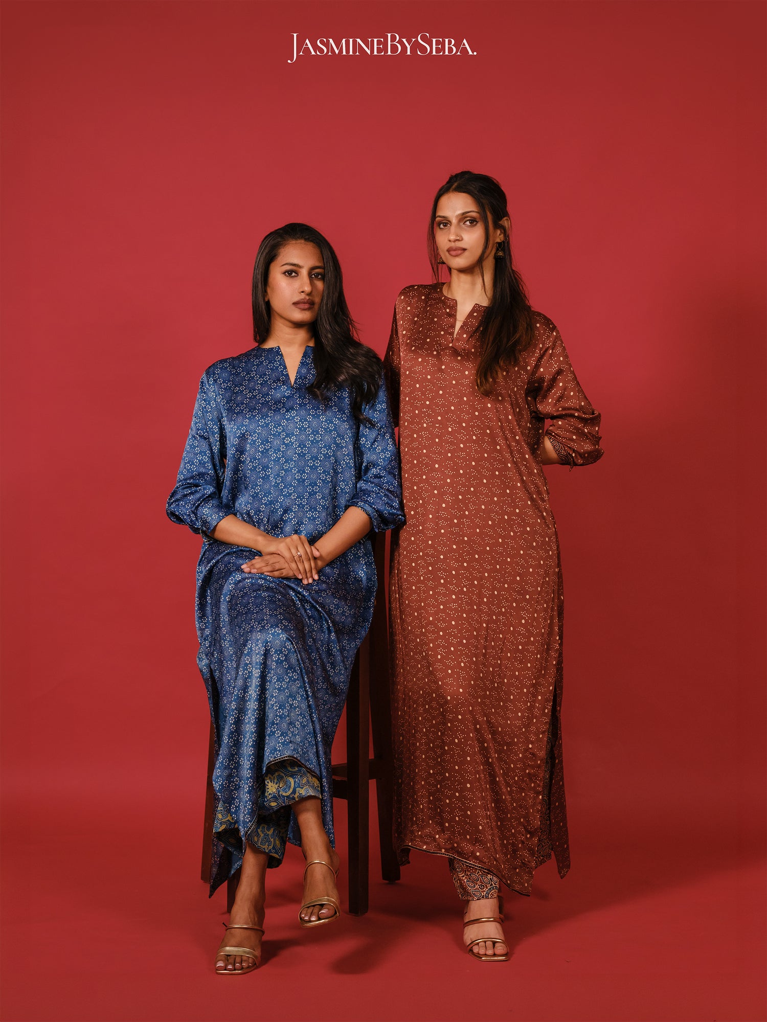 Ajrakh hand dyed hand block printed modal silk coord set