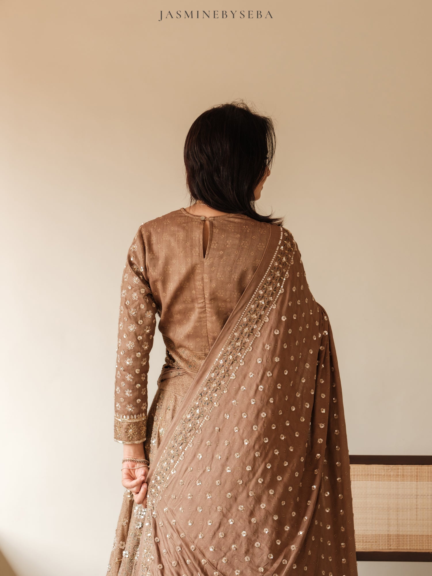 Custom made Ajrakh handcrafted handloom Tusshar silk bridal lehenga set with pure handloom gajji silk dupatta detailed out with hand embroidry