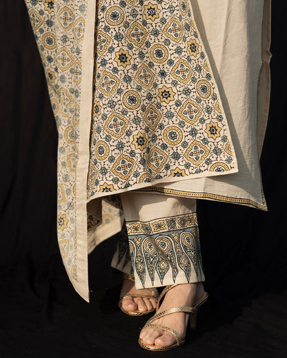 Ajrakh hand dyed and hand block printed premium cotton straight cut salwar set