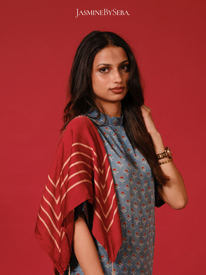 Ajrakh hand dyed hand block printed modal silk coord set