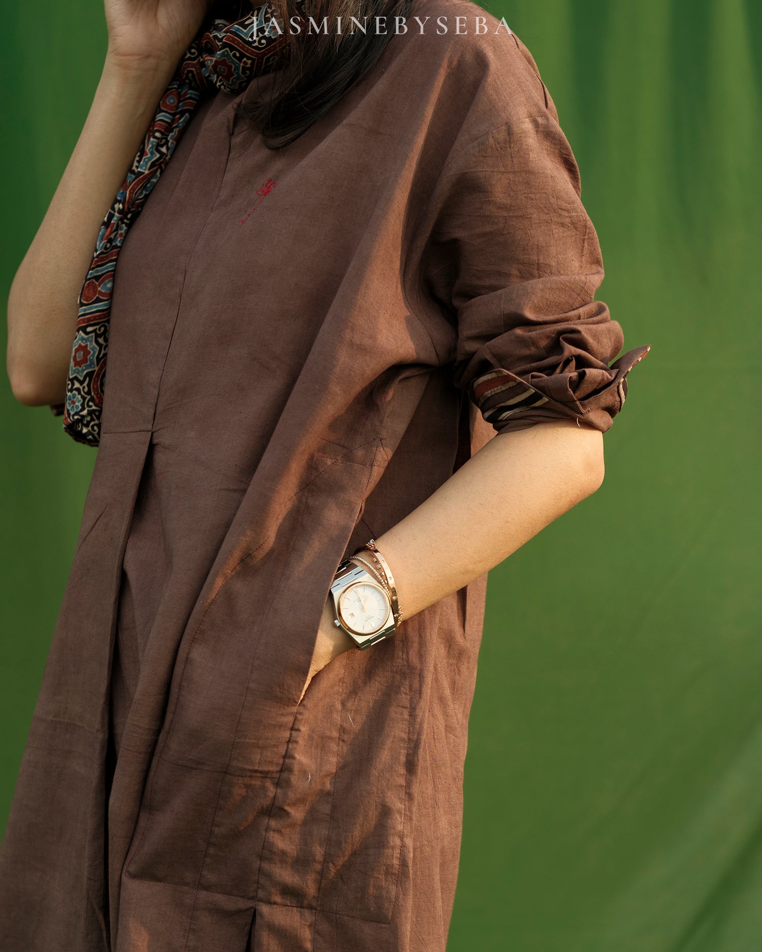 Ajrakh hand dyed and hand block printed organic cotton coord set
