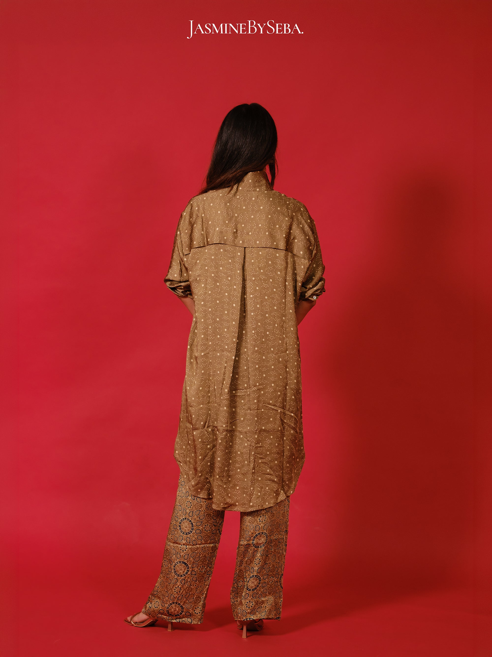 Ajrakh hand dyed hand block printed modal silk coord set