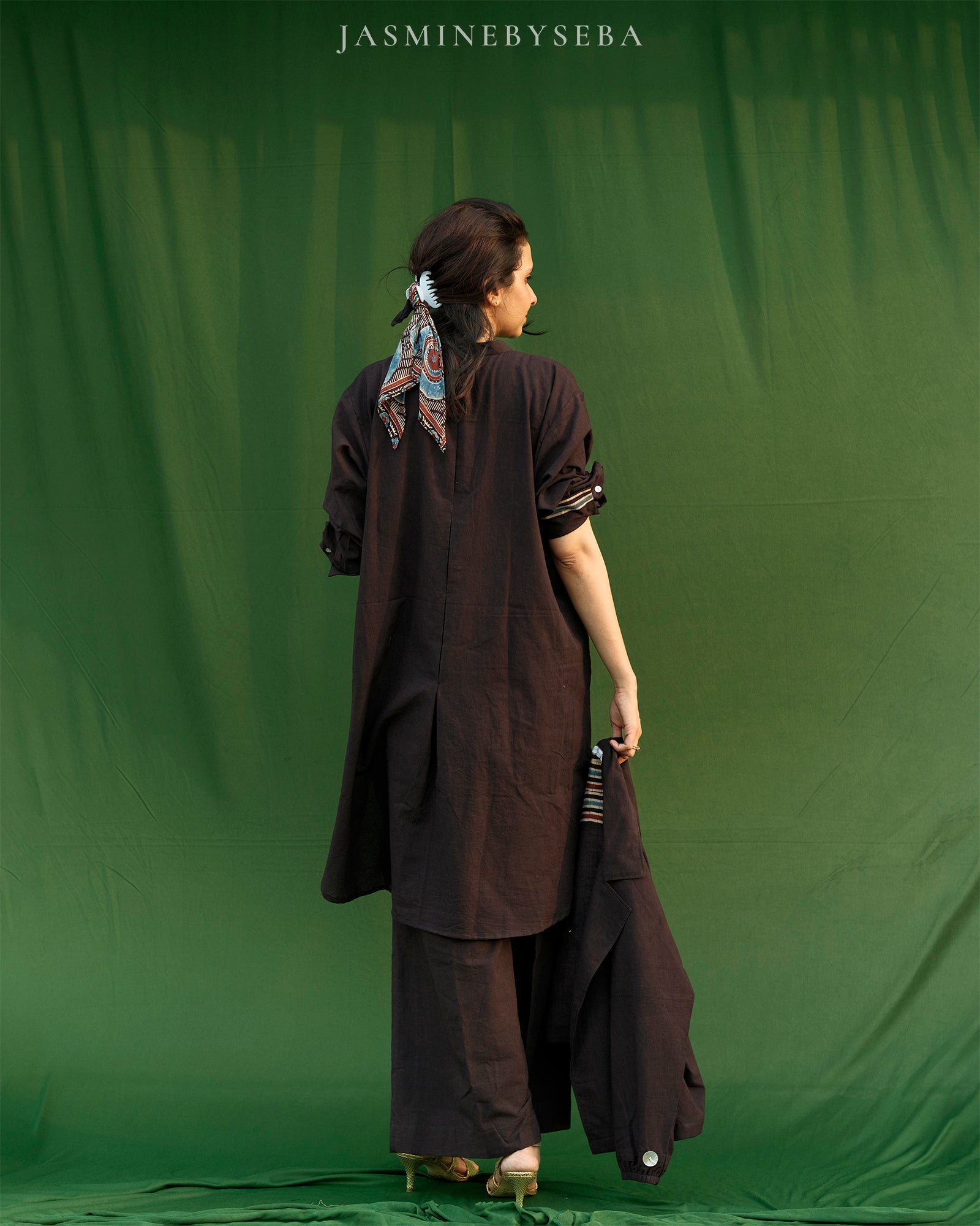 Ajrakh hand dyed and hand block printed organic cotton coord set
