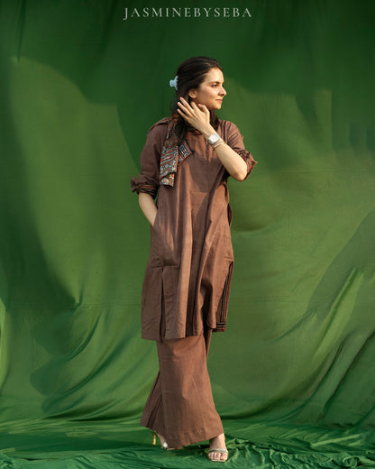Ajrakh hand dyed and hand block printed organic cotton coord set