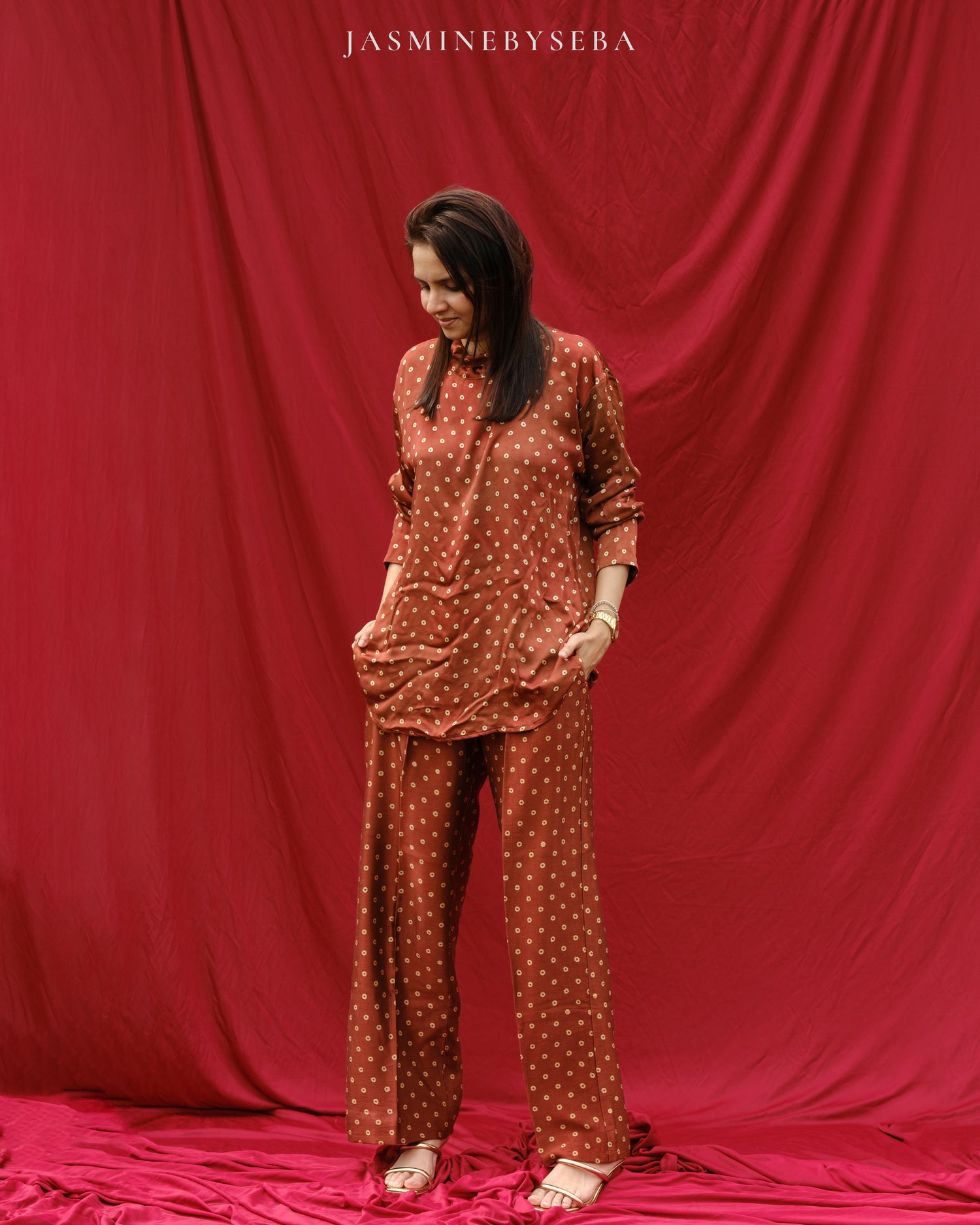 Ajrakh hand dyed hand block printed masru silk pants