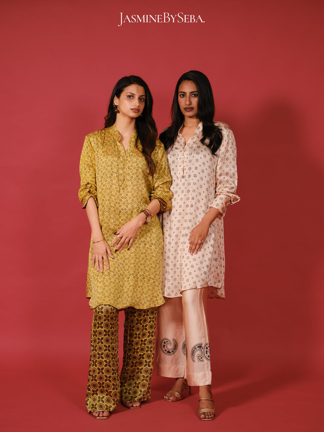 Ajrakh hand dyed hand block printed modal silk coord set