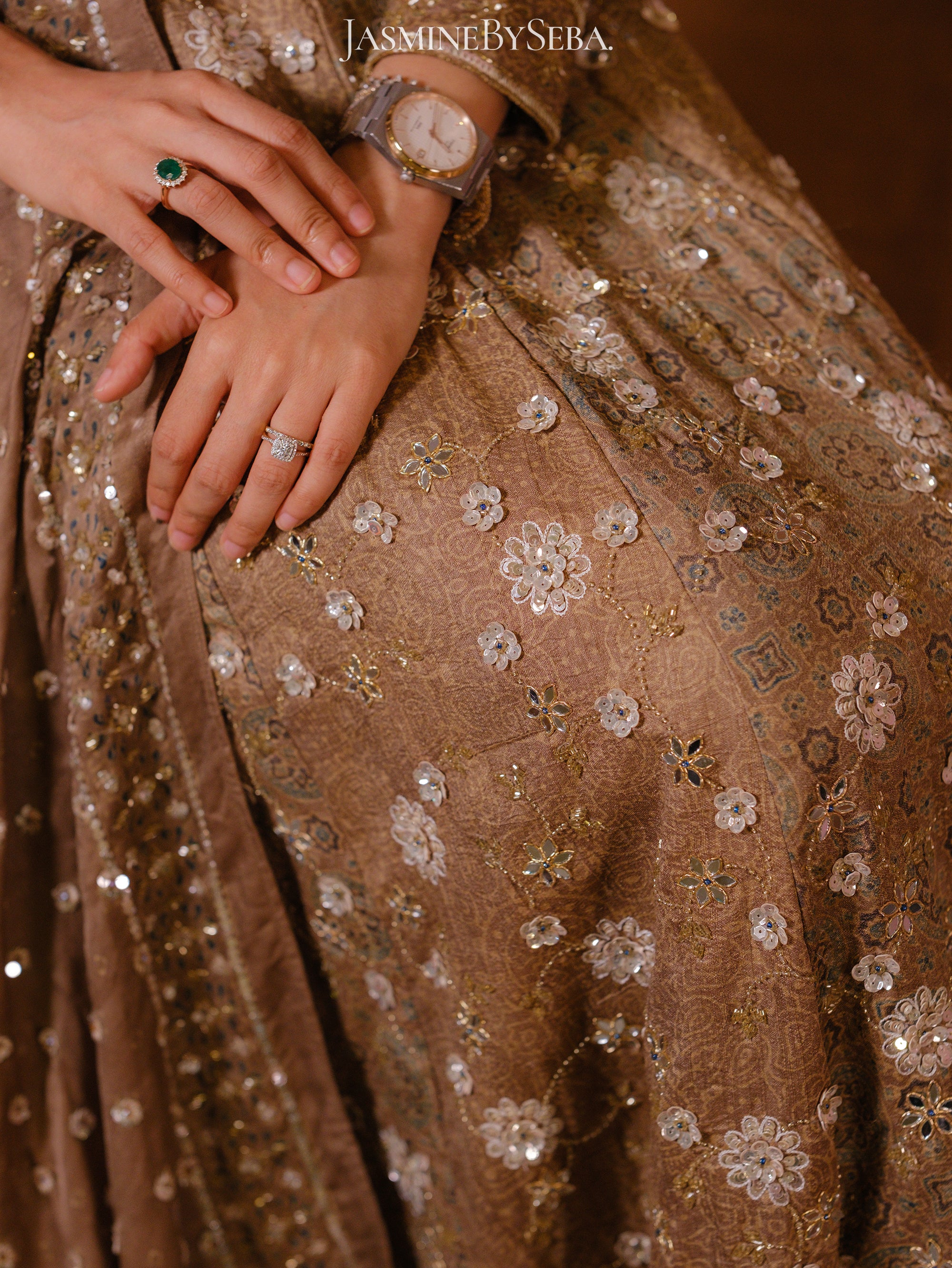 Custom made Ajrakh handcrafted handloom Tusshar silk bridal anarkali set with pure handloom gajji silk dupatta detailed out with hand embroidry