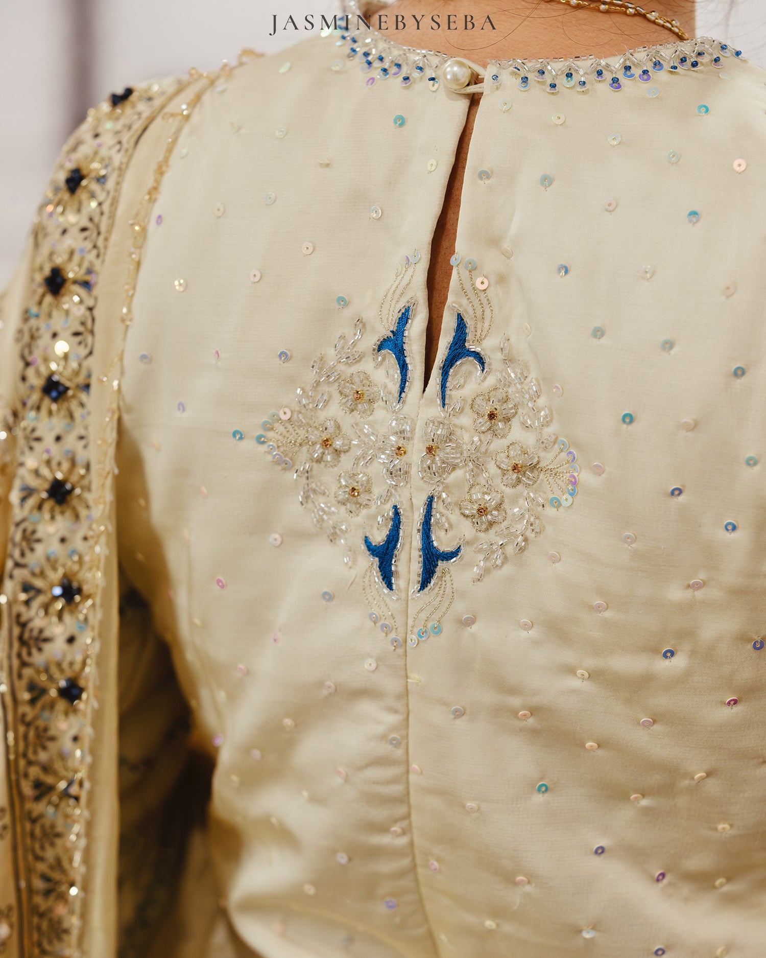 Custom made Ajrakh hand dyed hand block printed modal silk bridal lehenga set with pure handloom gajji silk dupatta detailed out with hand embroidry