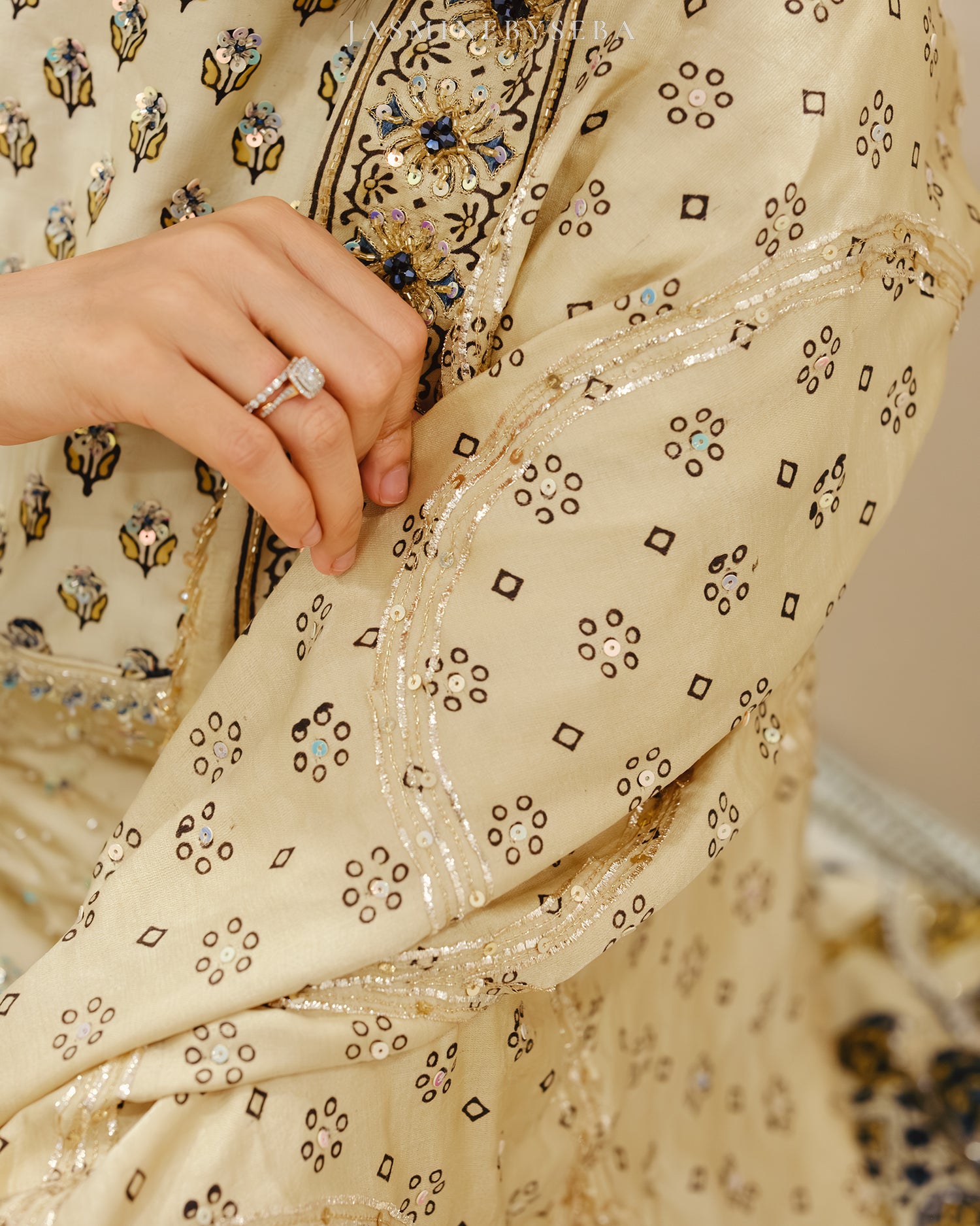 Custom made Ajrakh hand dyed hand block printed modal silk bridal lehenga set with pure handloom gajji silk dupatta detailed out with hand embroidry