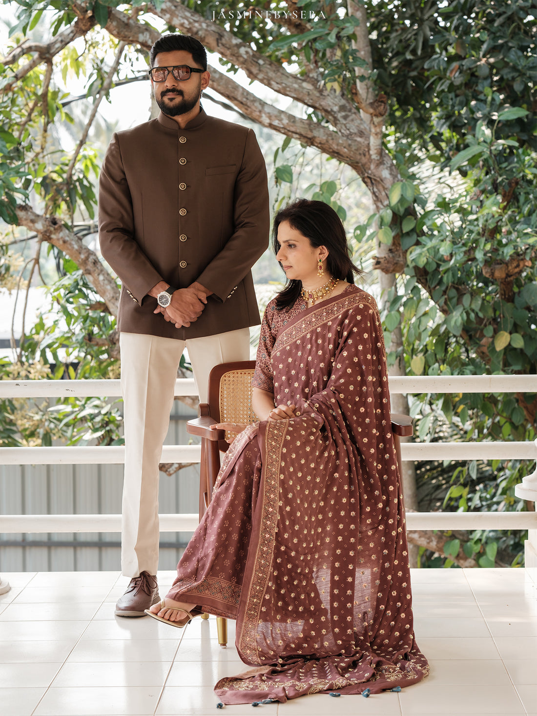 Ajrakh pure handloom gajji silk hand dyed, hand block printed and handworked saree