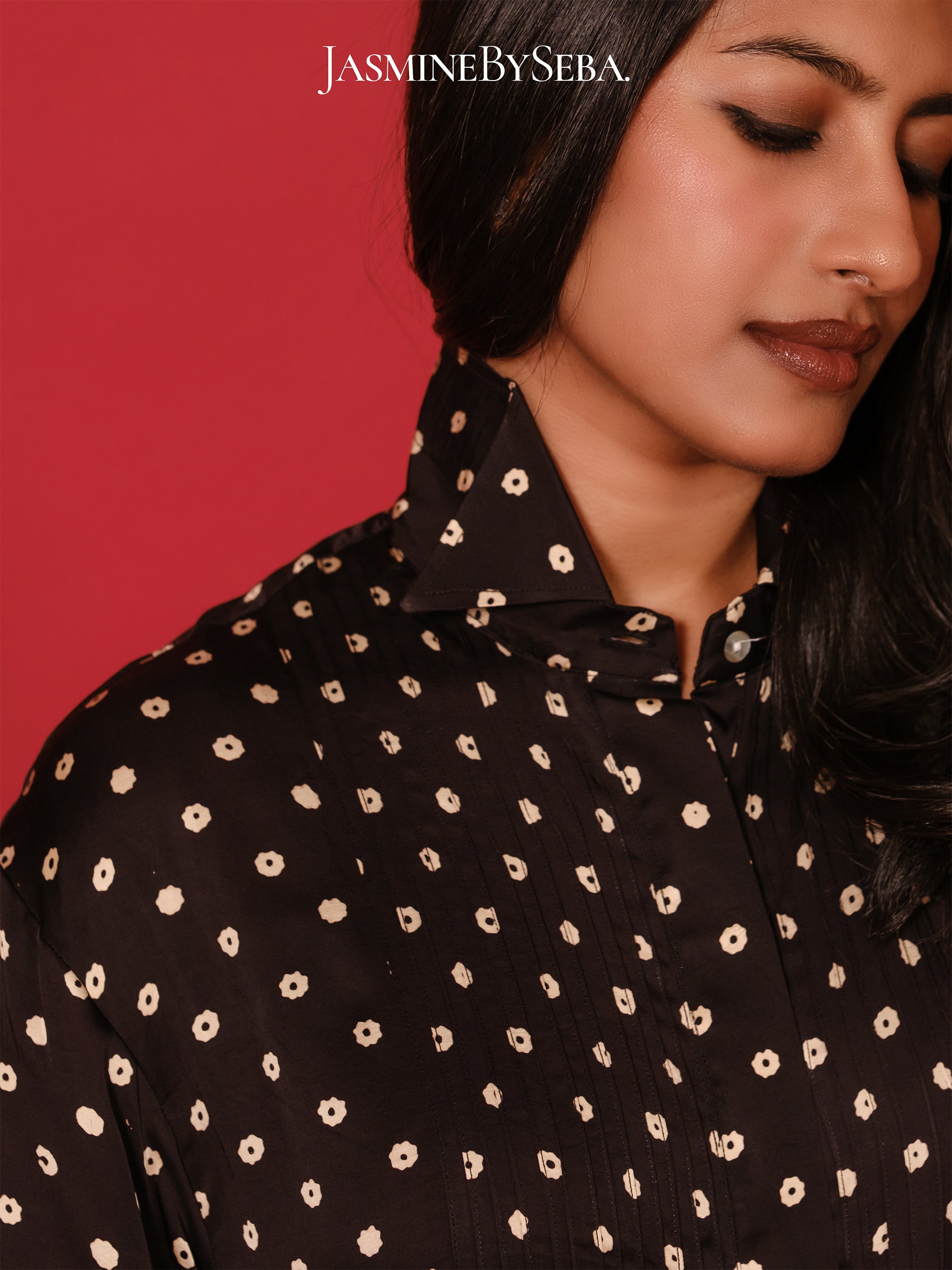 Ajrakh hand dyed hand block printed modal silk coord set