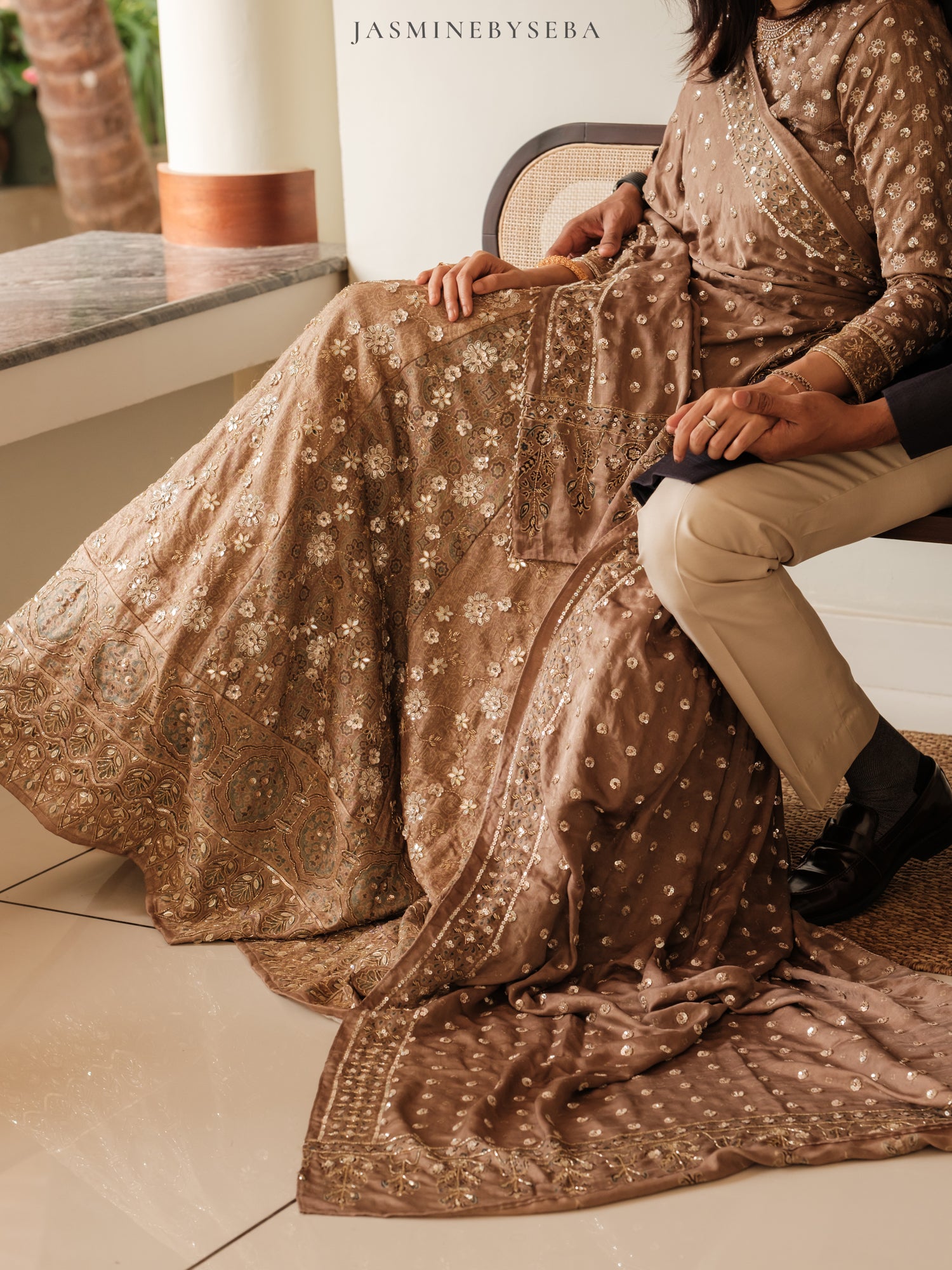 Custom made Ajrakh handcrafted handloom Tusshar silk bridal lehenga set with pure handloom gajji silk dupatta detailed out with hand embroidry