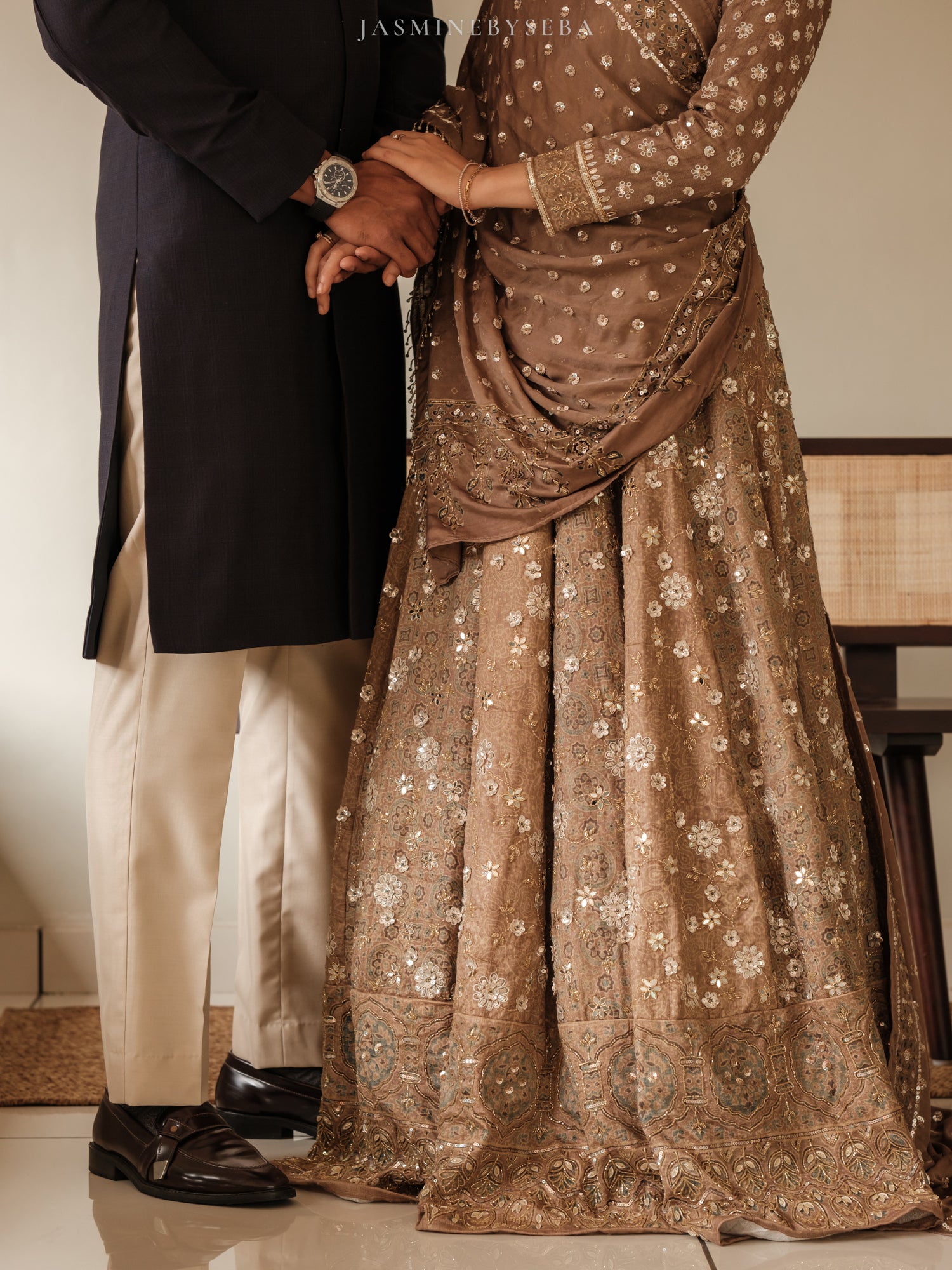 Custom made Ajrakh handcrafted handloom Tusshar silk bridal lehenga set with pure handloom gajji silk dupatta detailed out with hand embroidry